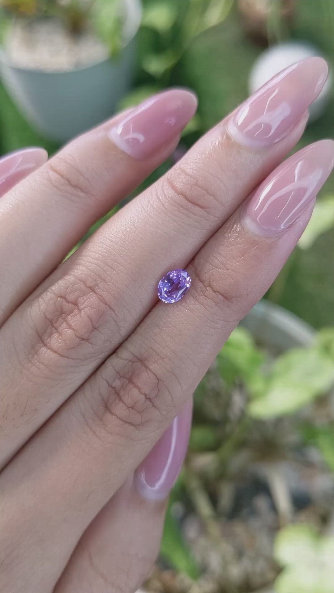 0.74 Ct. Pinkish Purple Sapphire from Ceylon (Sri Lanka) Size Video