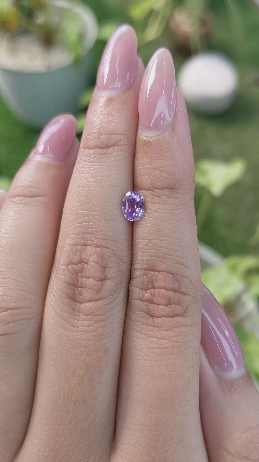 0.74 Ct. Pinkish Purple Sapphire from Ceylon (Sri Lanka) Size Video