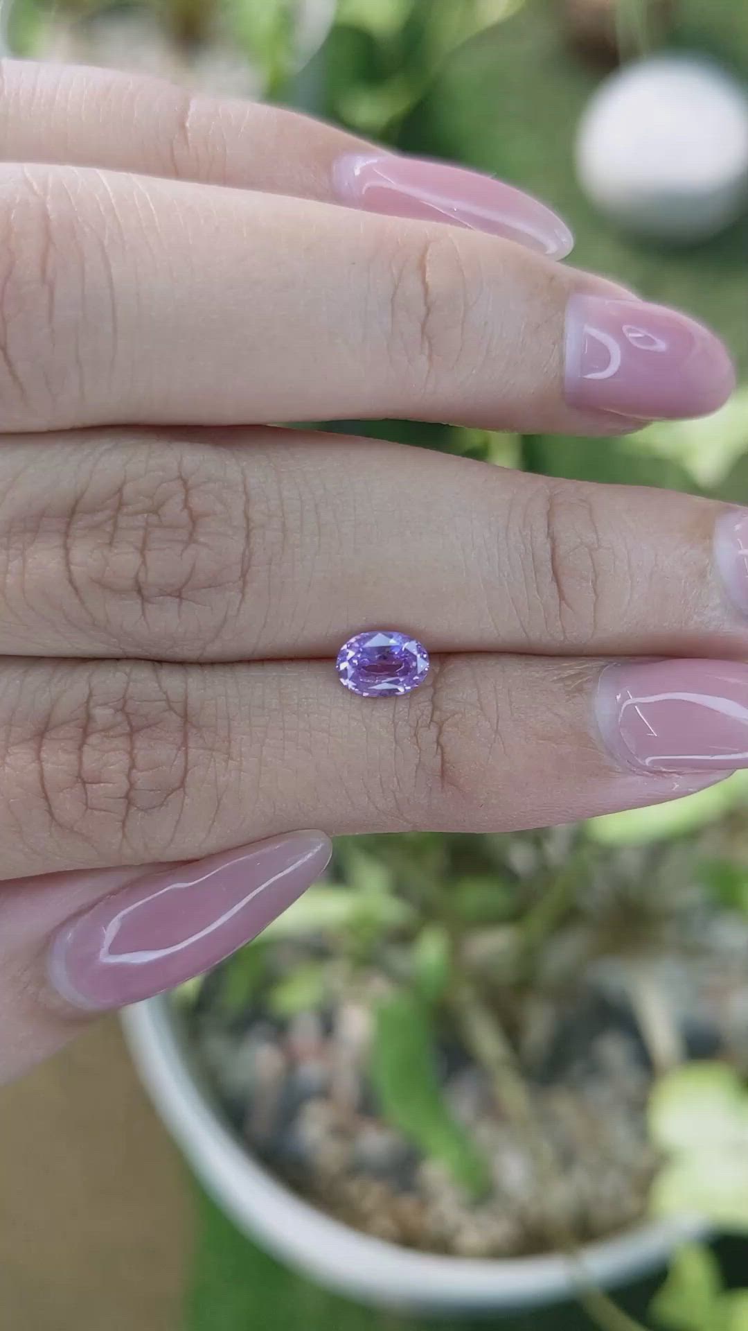 0.74 Ct. Pinkish Purple Sapphire from Ceylon (Sri Lanka) Size Video