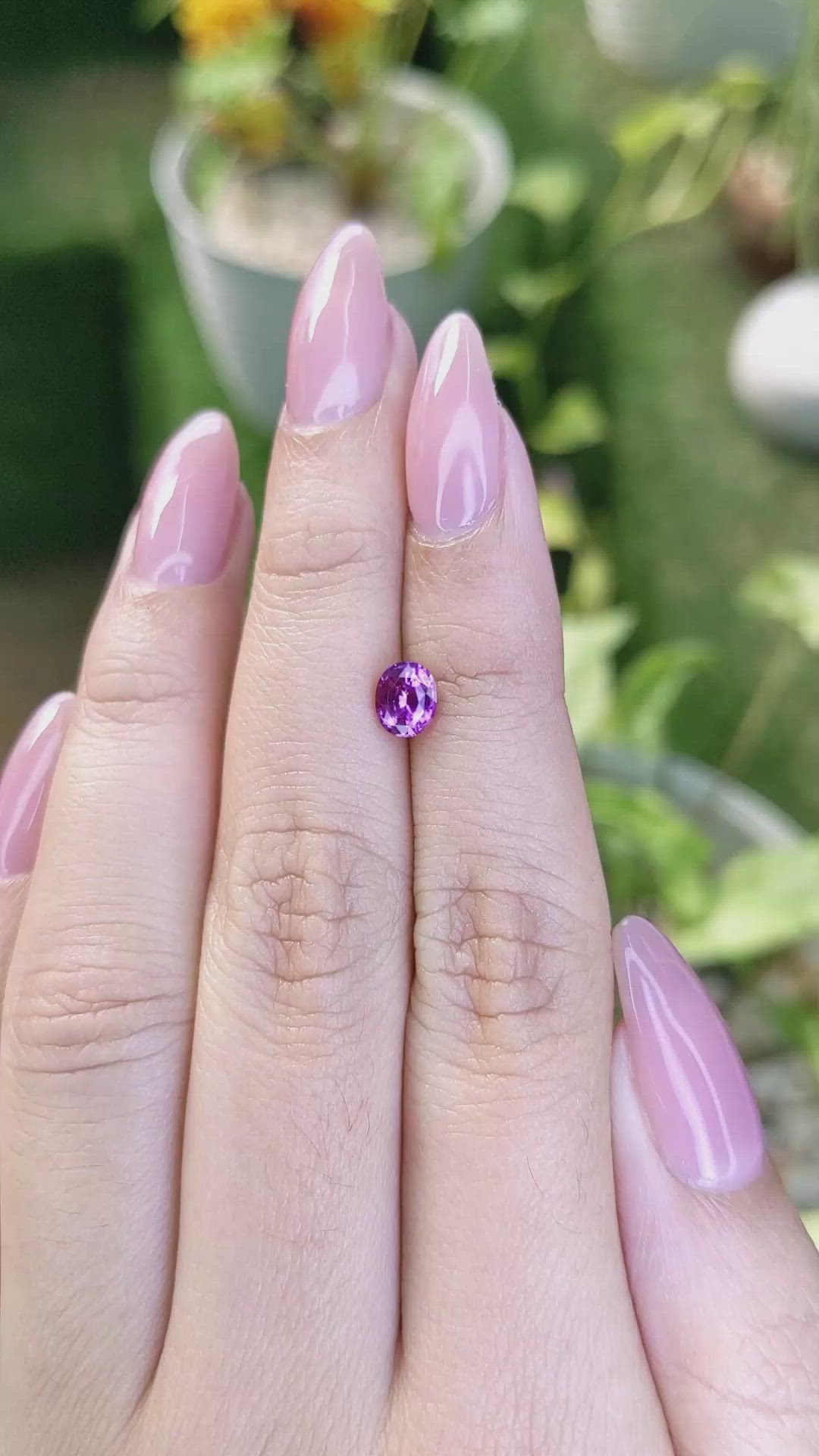 0.83 Ct. Pinkish Purple Sapphire from Ceylon (Sri Lanka) Size Video