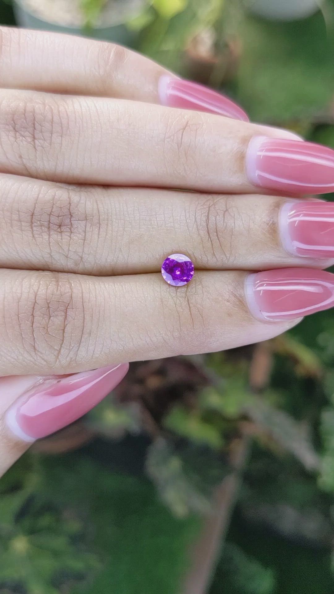 0.64 Ct. Pinkish Purple Sapphire from Ceylon (Sri Lanka) Size Video