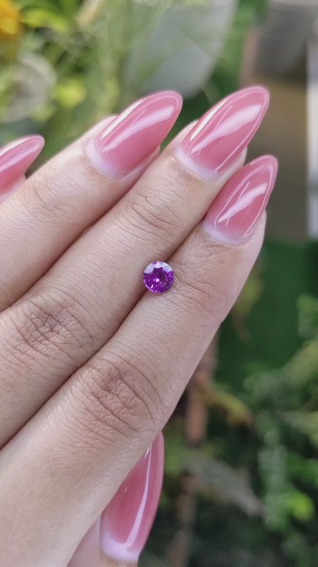 0.64 Ct. Pinkish Purple Sapphire from Ceylon (Sri Lanka) Size Video