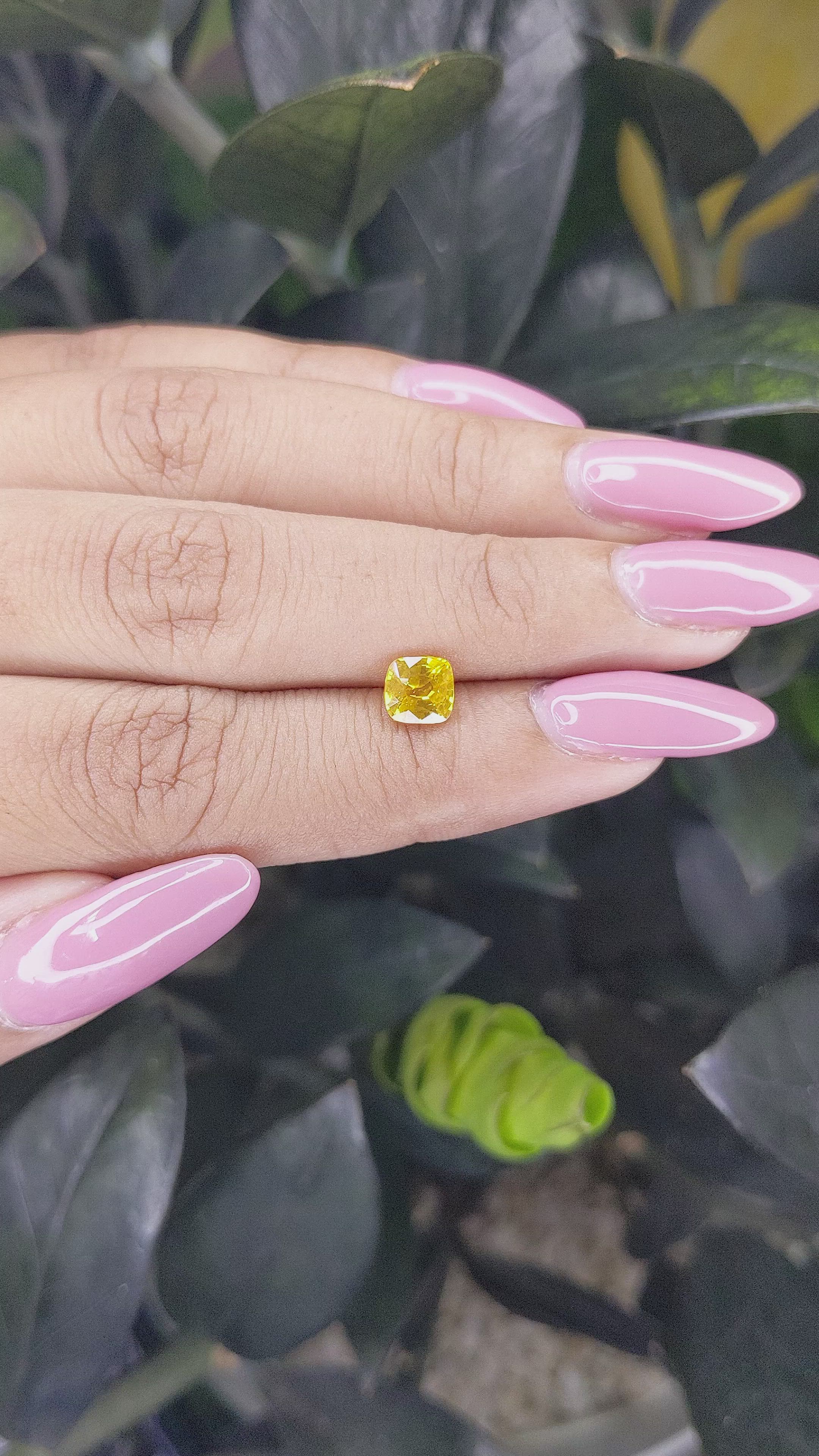 1.16 Ct. Orangish Yellow Sapphire from Ceylon (Sri Lanka) Size Video