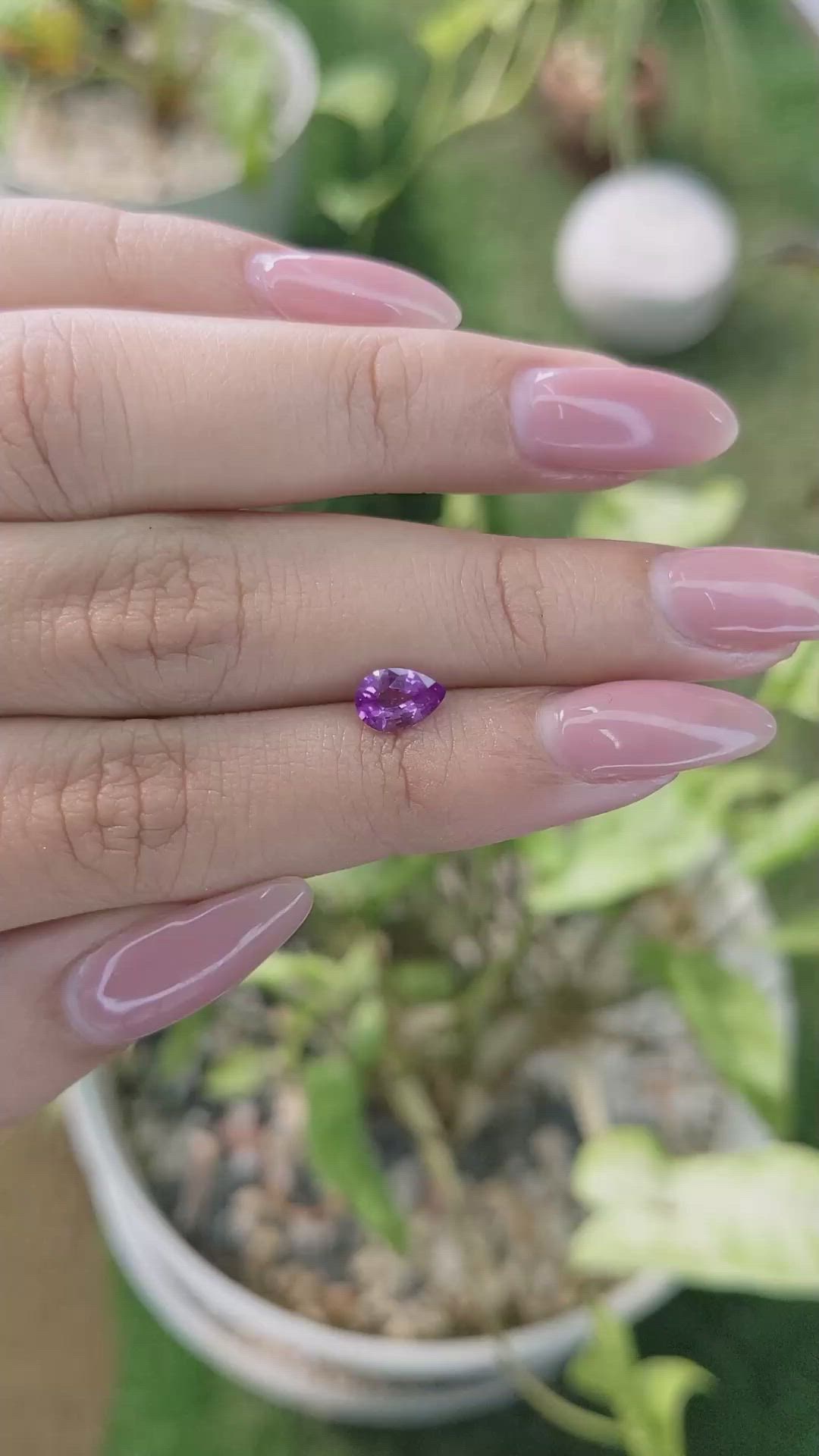 0.78 Ct. Pinkish Purple Sapphire from Ceylon (Sri Lanka) Size Video