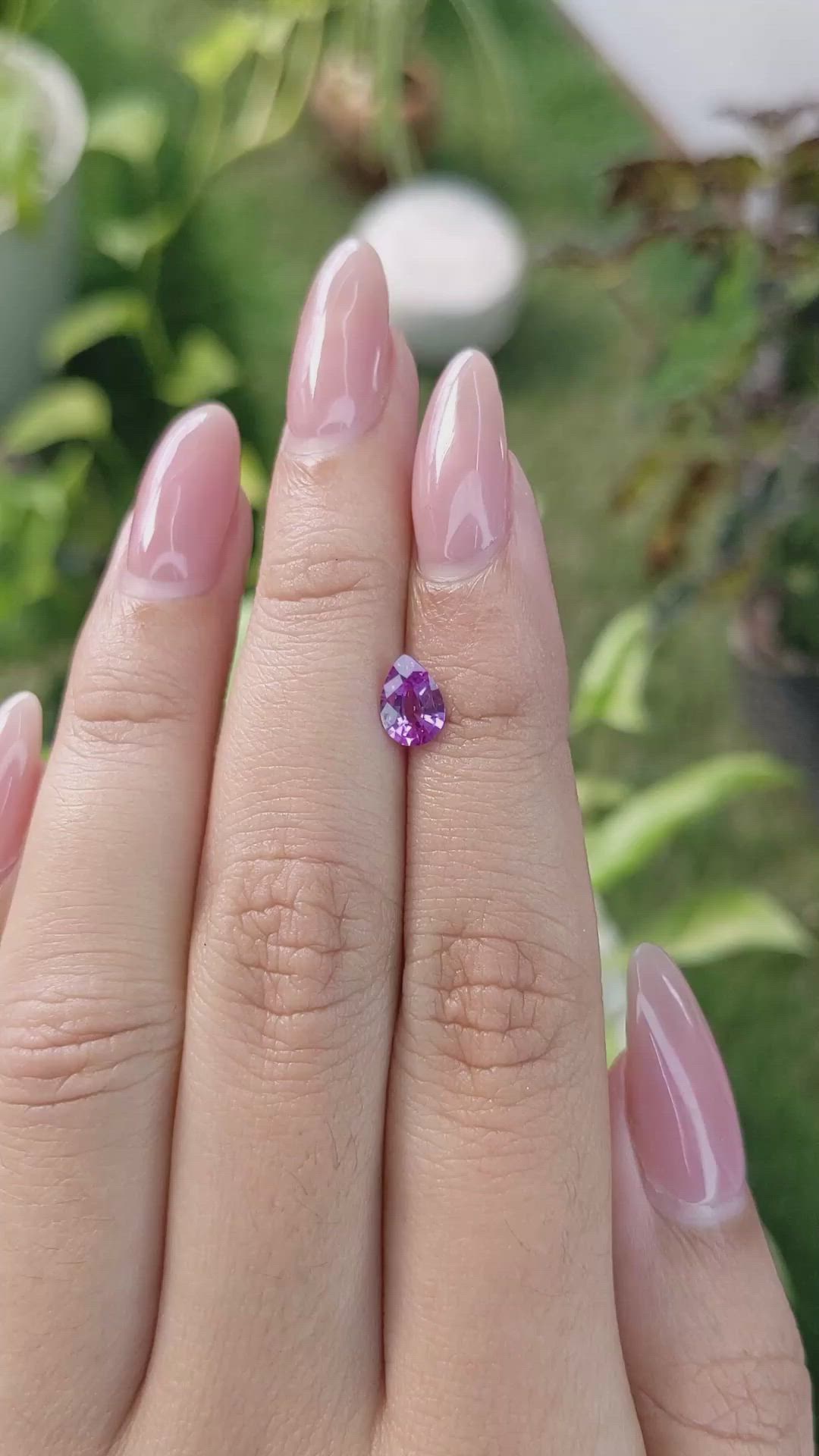 0.78 Ct. Pinkish Purple Sapphire from Ceylon (Sri Lanka) Size Video