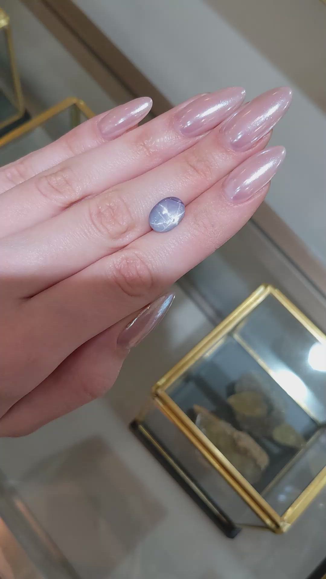 5.89 Ct. Bluish Purple Star Sapphire from Ceylon (Sri Lanka) Size Video