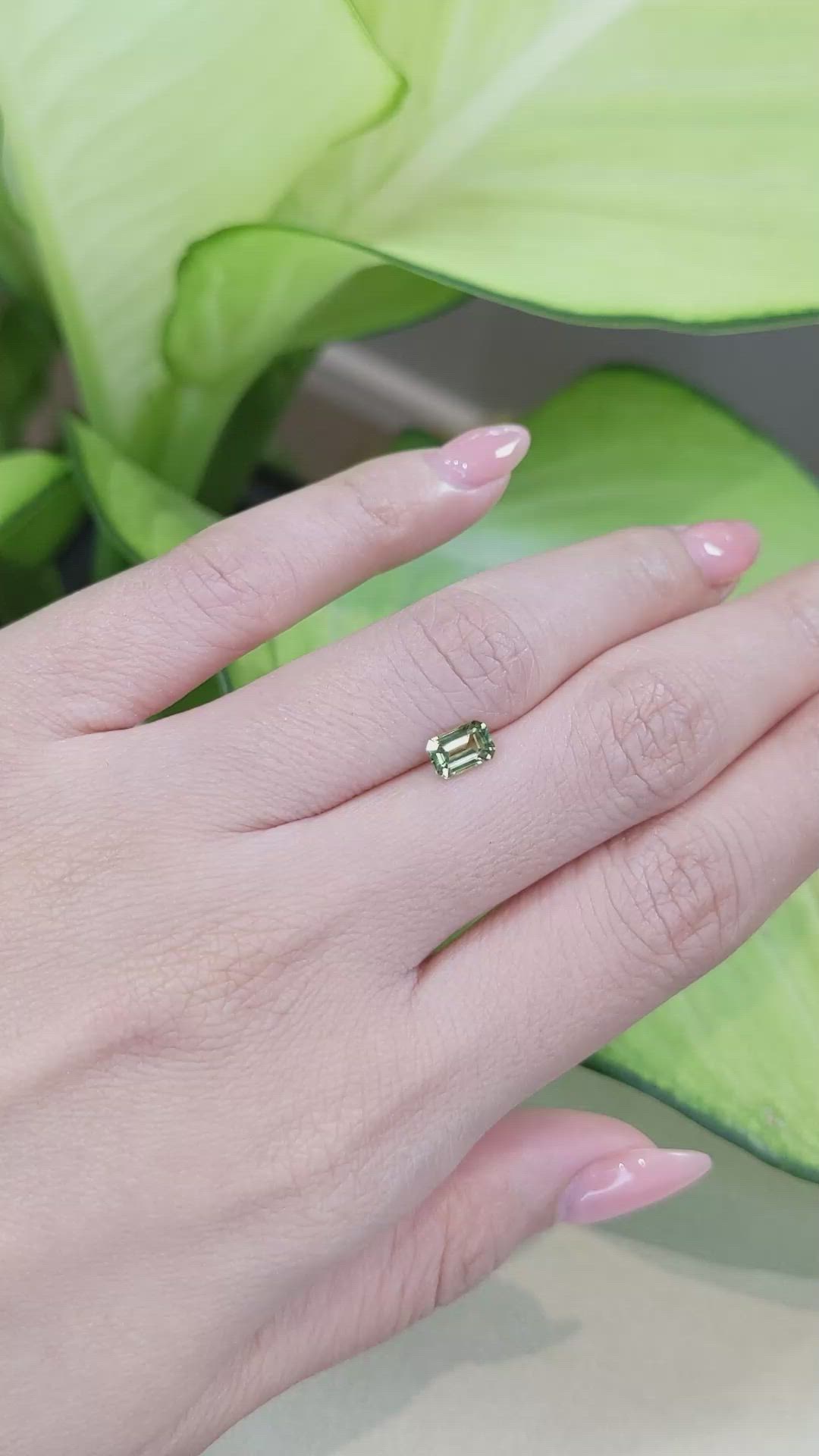 0.77 Ct. Green Sapphire from Ceylon (Sri Lanka) Size Video