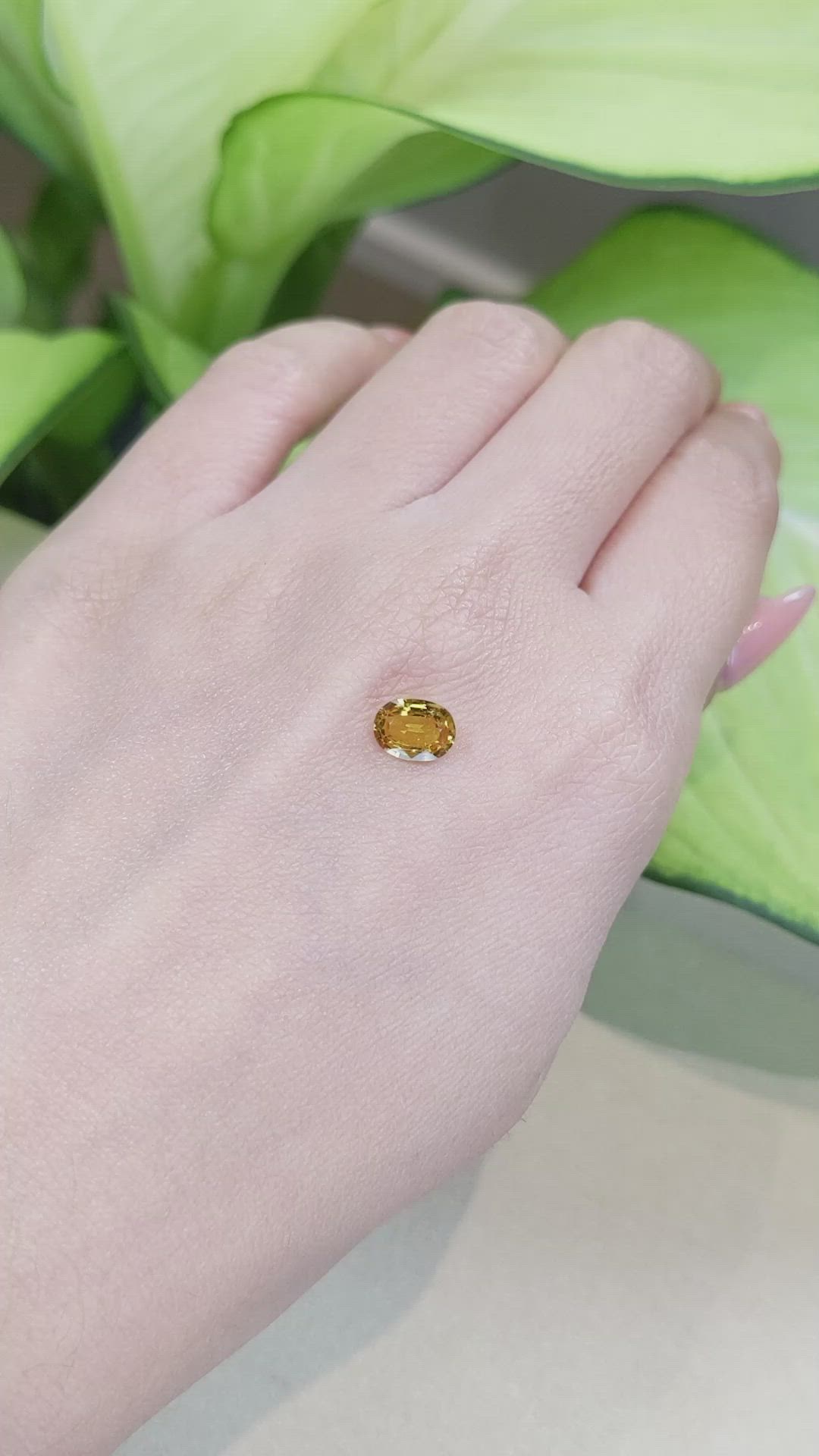 1.12 Ct. Orangish Yellow Sapphire from Ceylon (Sri Lanka) Size Video