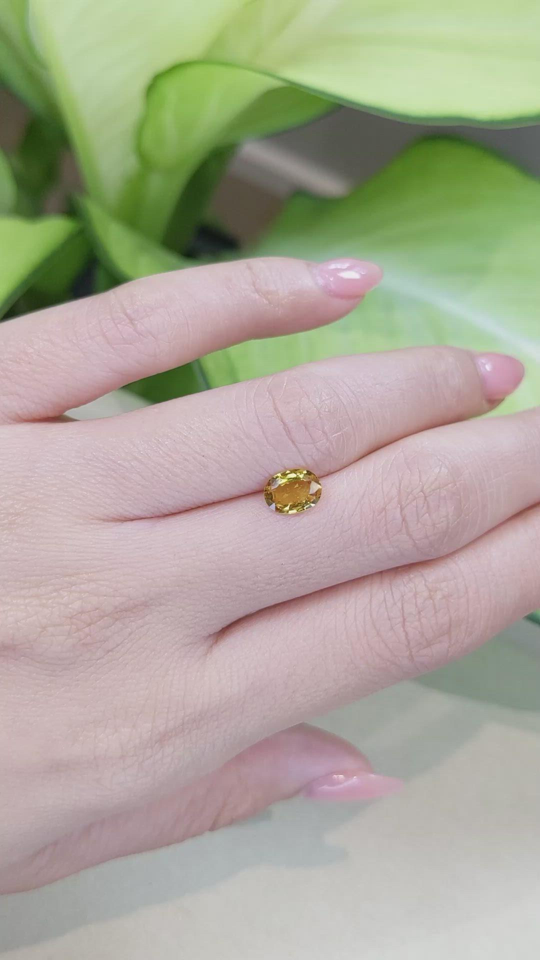 1.12 Ct. Orangish Yellow Sapphire from Ceylon (Sri Lanka) Size Video
