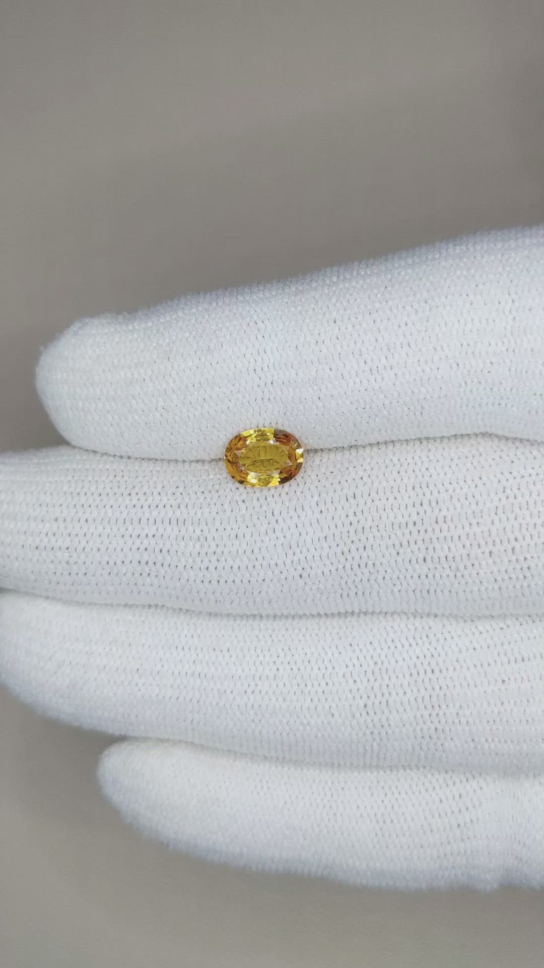 1.12 Ct. Orangish Yellow Sapphire from Ceylon (Sri Lanka) Size Video