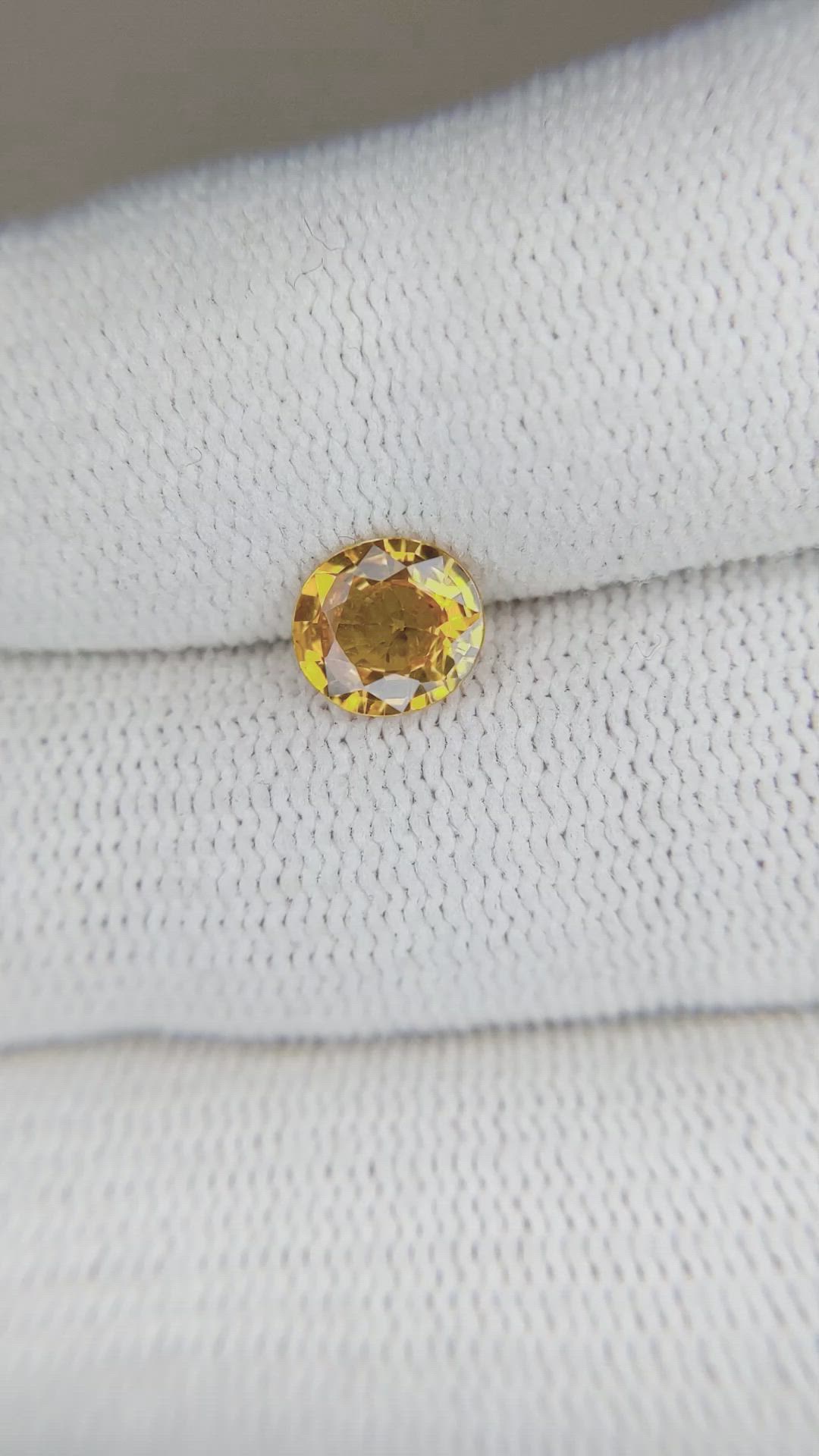 1.18 Ct. Orangish Yellow Sapphire from Ceylon (Sri Lanka) Size Video