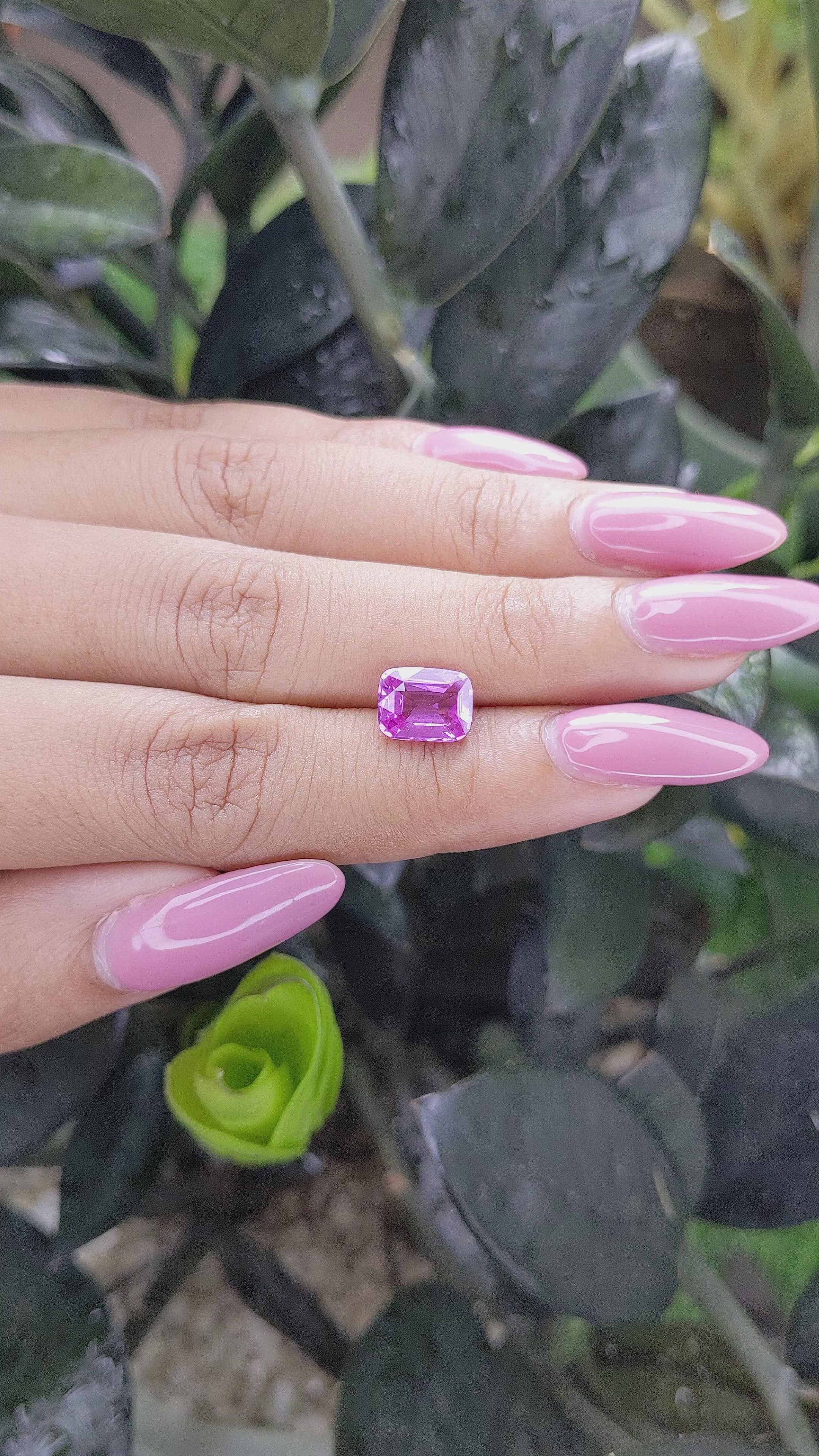 2.58 Ct. Pinkish Purple Sapphire from Madagascar Size Video