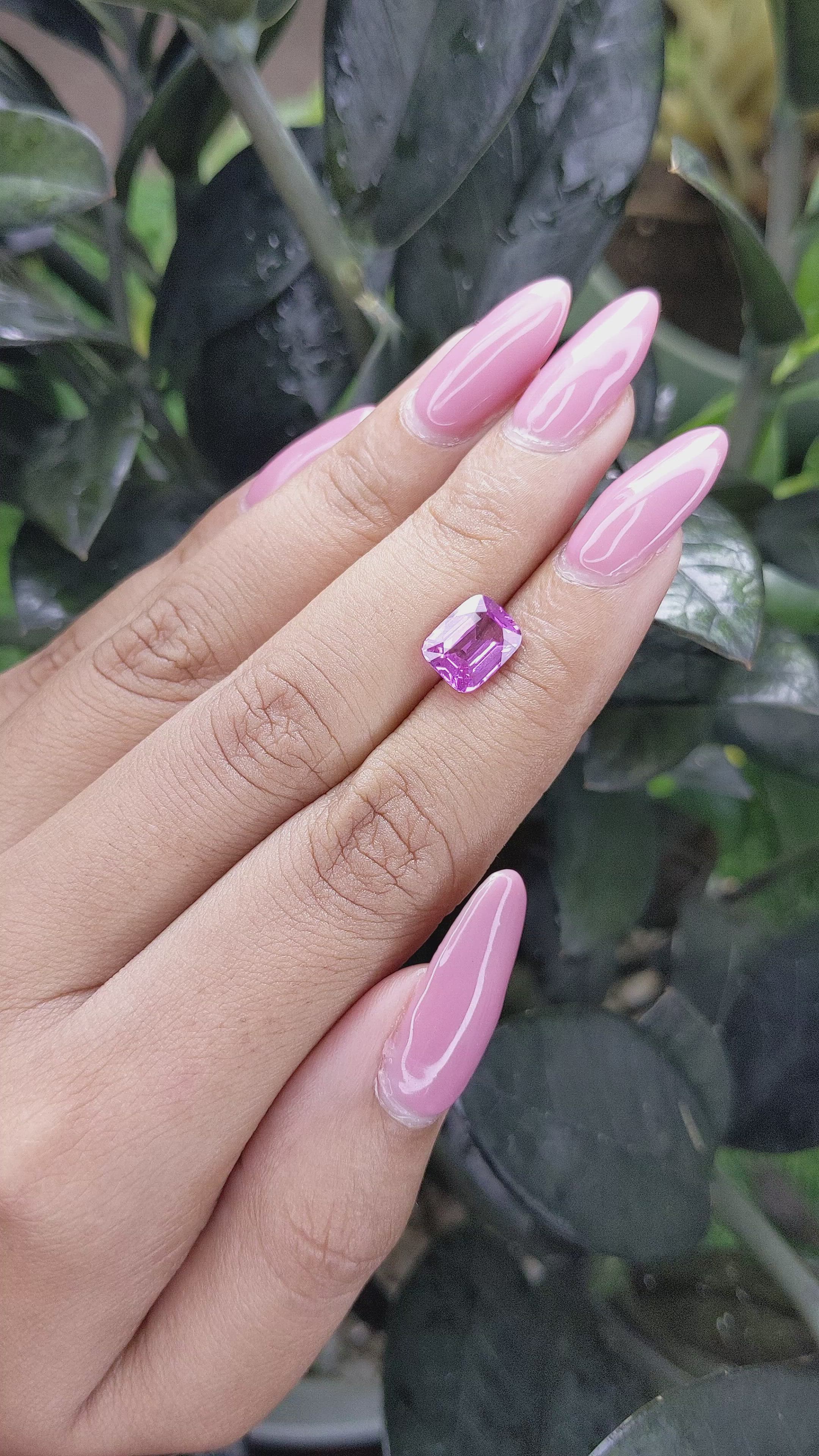2.58 Ct. Pinkish Purple Sapphire from Madagascar Size Video