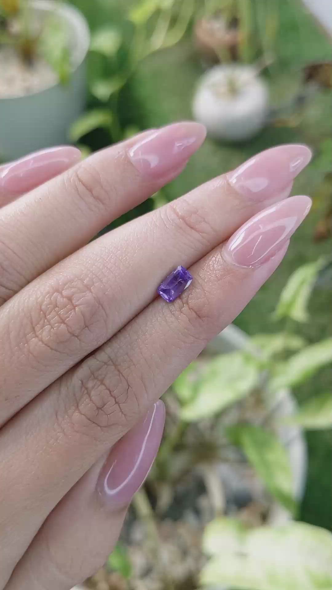 0.87 Ct. Pinkish Purple Sapphire from Ceylon (Sri Lanka) Size Video