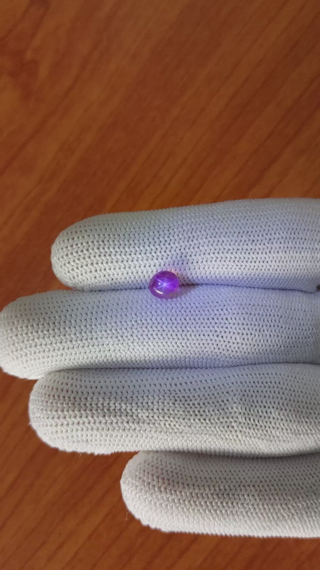 1.53 Ct. Pinkish Purple Star Sapphire from Ceylon (Sri Lanka) Size Video
