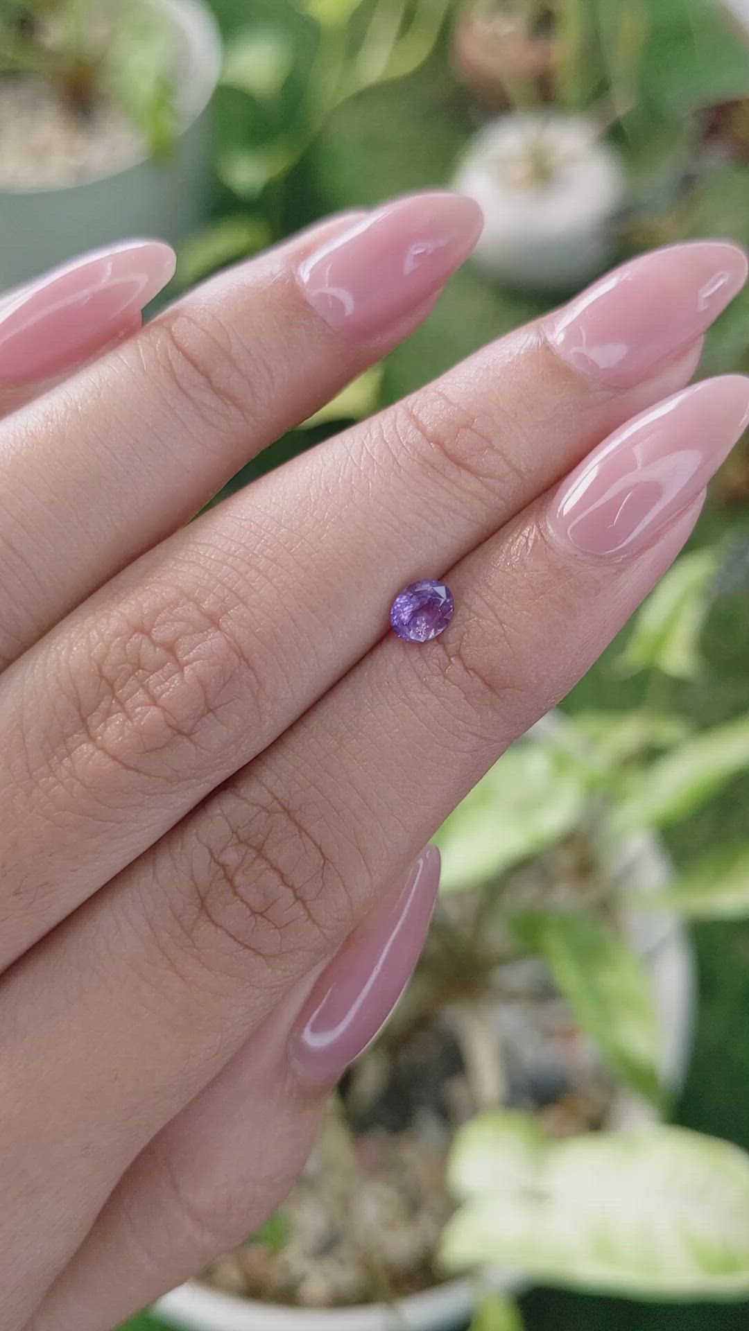 0.62 Ct. Pinkish Purple Sapphire from Ceylon (Sri Lanka) Size Video