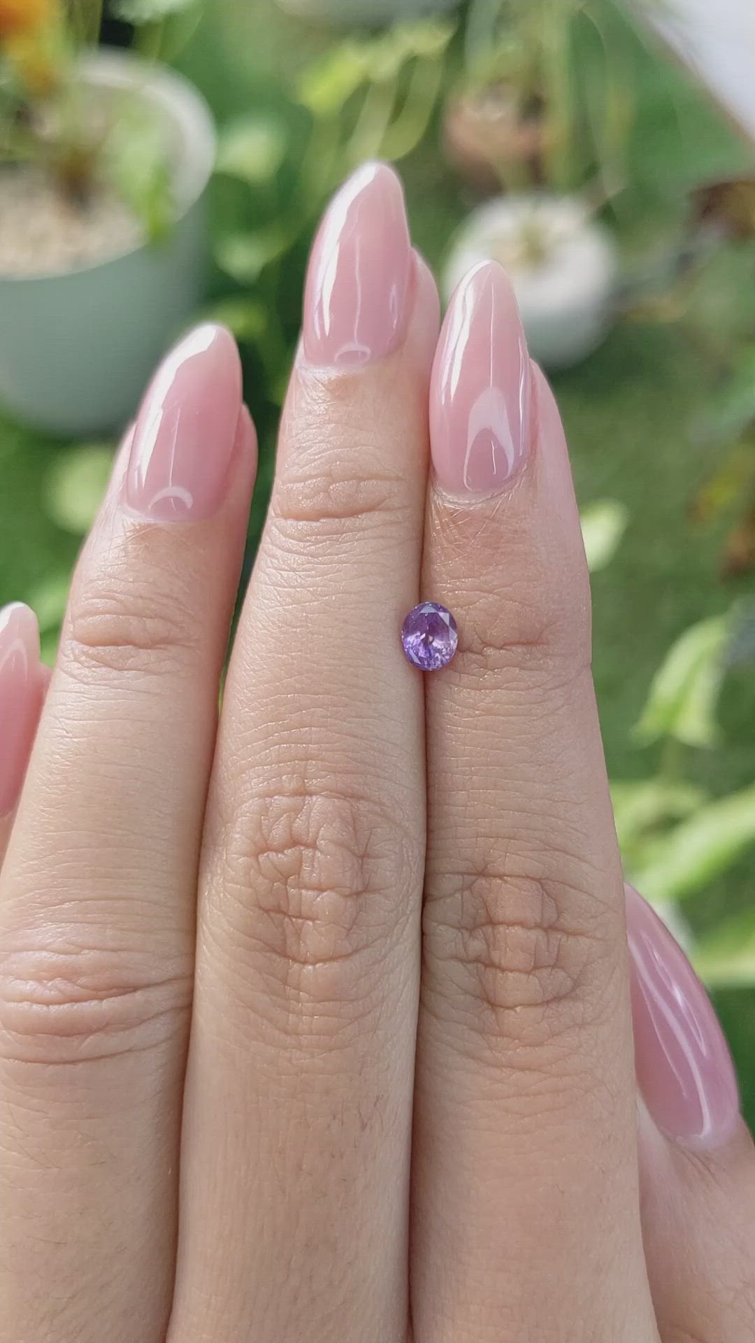 0.62 Ct. Pinkish Purple Sapphire from Ceylon (Sri Lanka) Size Video