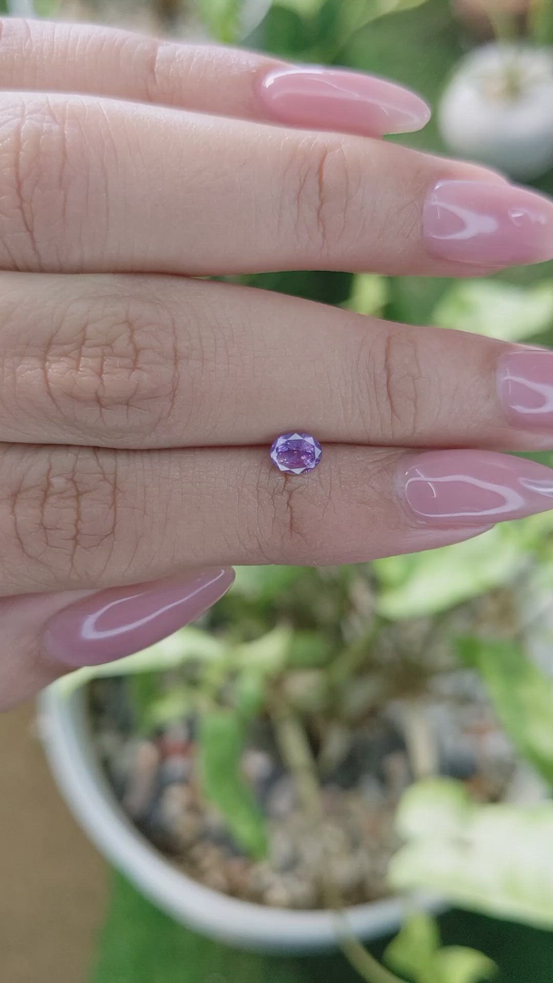0.62 Ct. Pinkish Purple Sapphire from Ceylon (Sri Lanka) Size Video