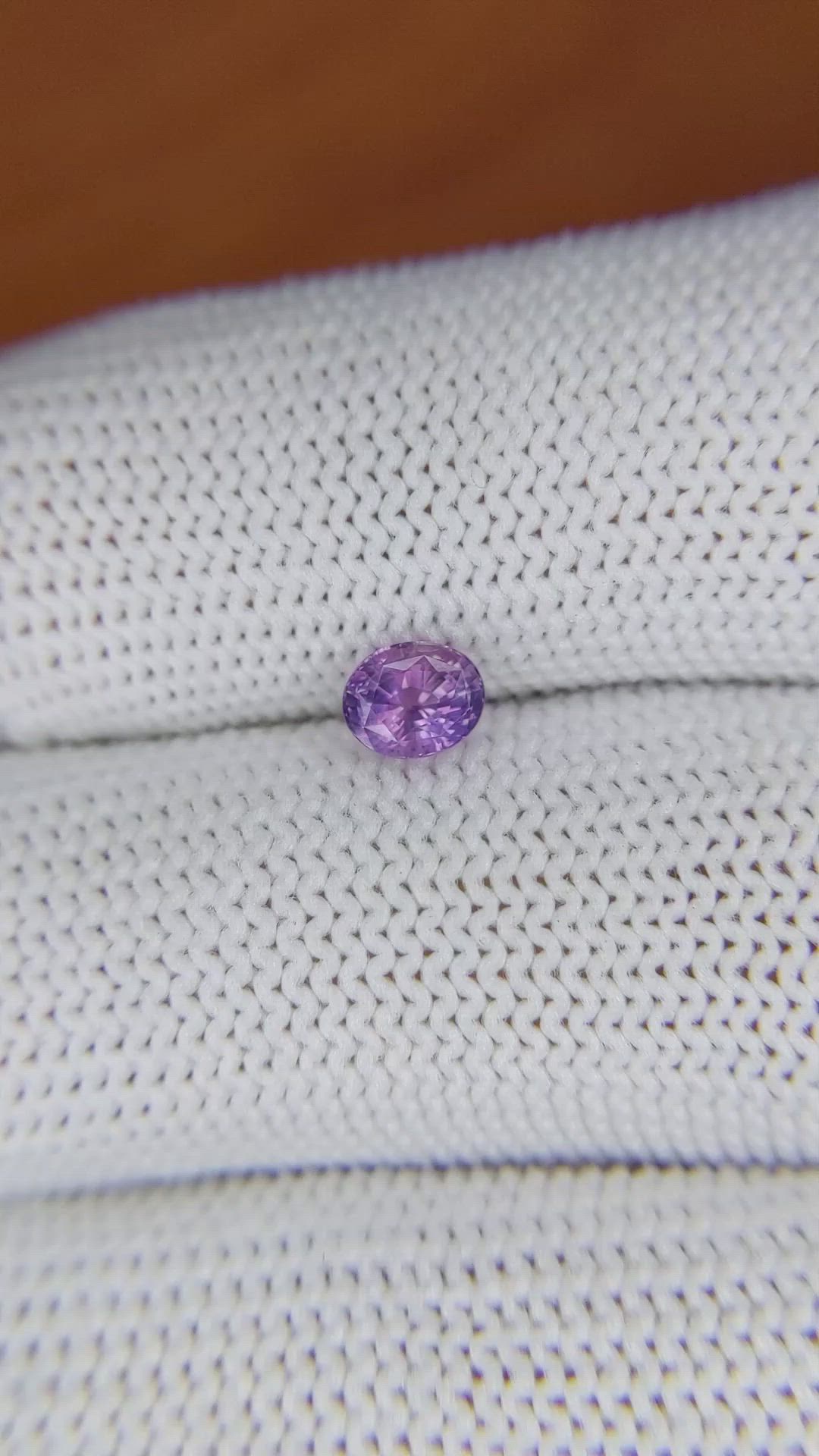 0.62 Ct. Pinkish Purple Sapphire from Ceylon (Sri Lanka) Size Video