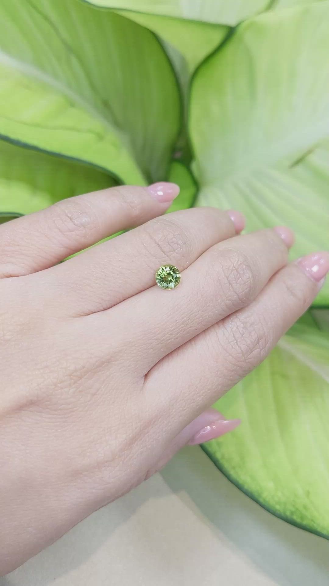1.06 Ct. Yellowish Green Sapphire from Madagascar Size Video
