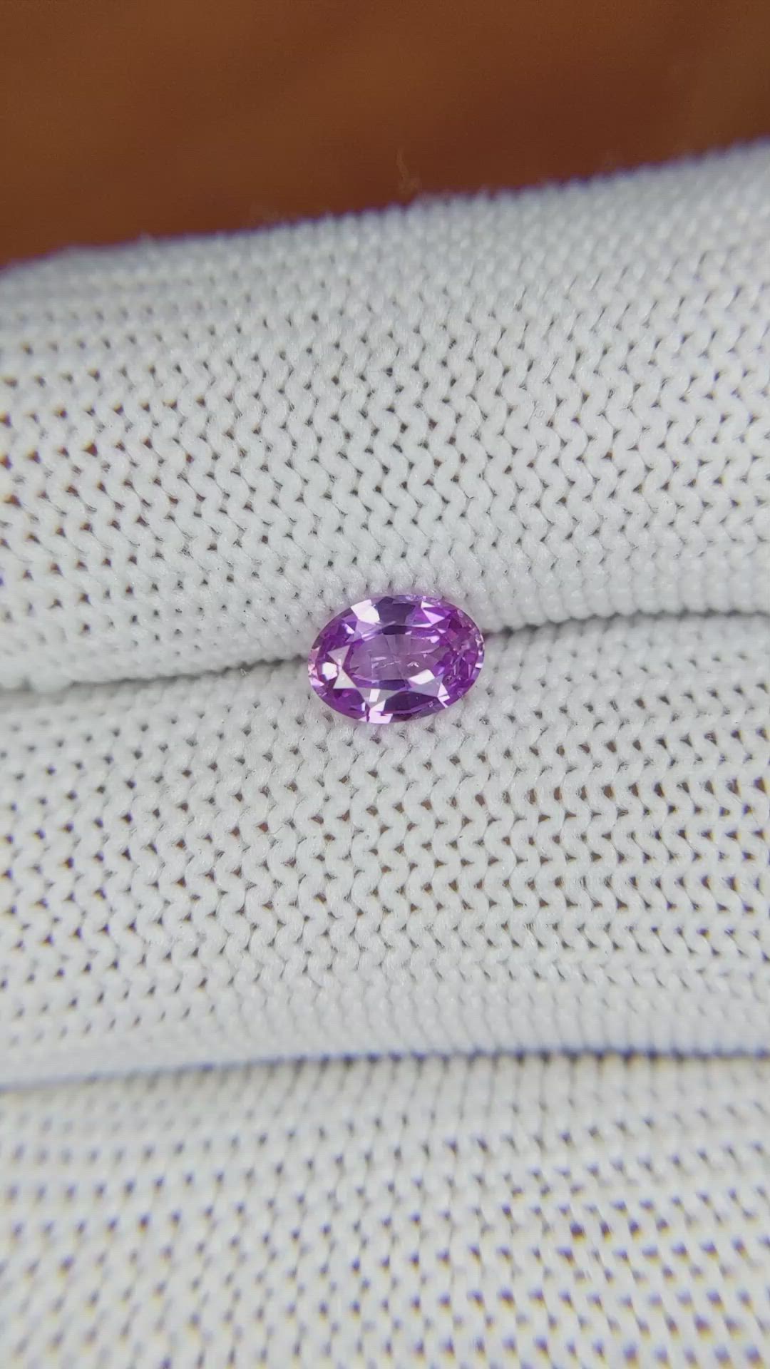 0.77 Ct. Pinkish Purple Sapphire from Ceylon (Sri Lanka) Size Video