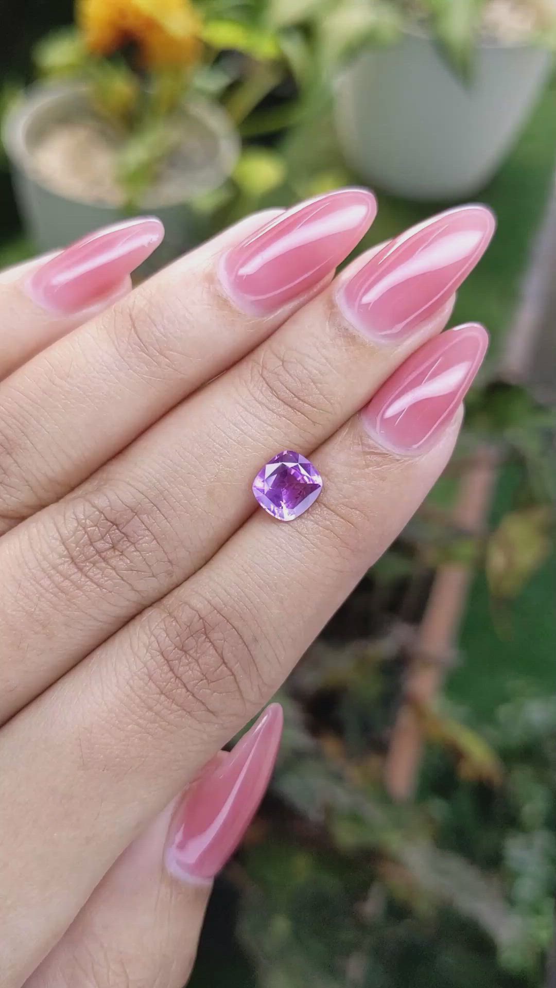 1.65 Ct. Pinkish Purple Sapphire from Ceylon (Sri Lanka) Size Video