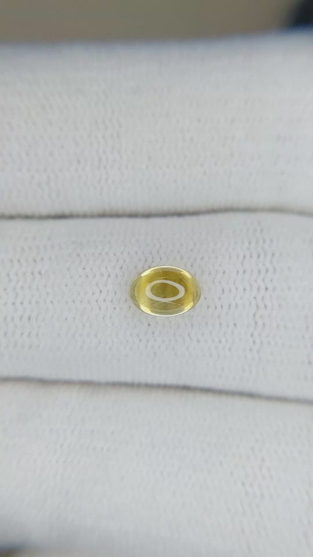 0.90 Ct. Yellow Cabochon Sapphire from Ceylon (Sri Lanka) Size Video