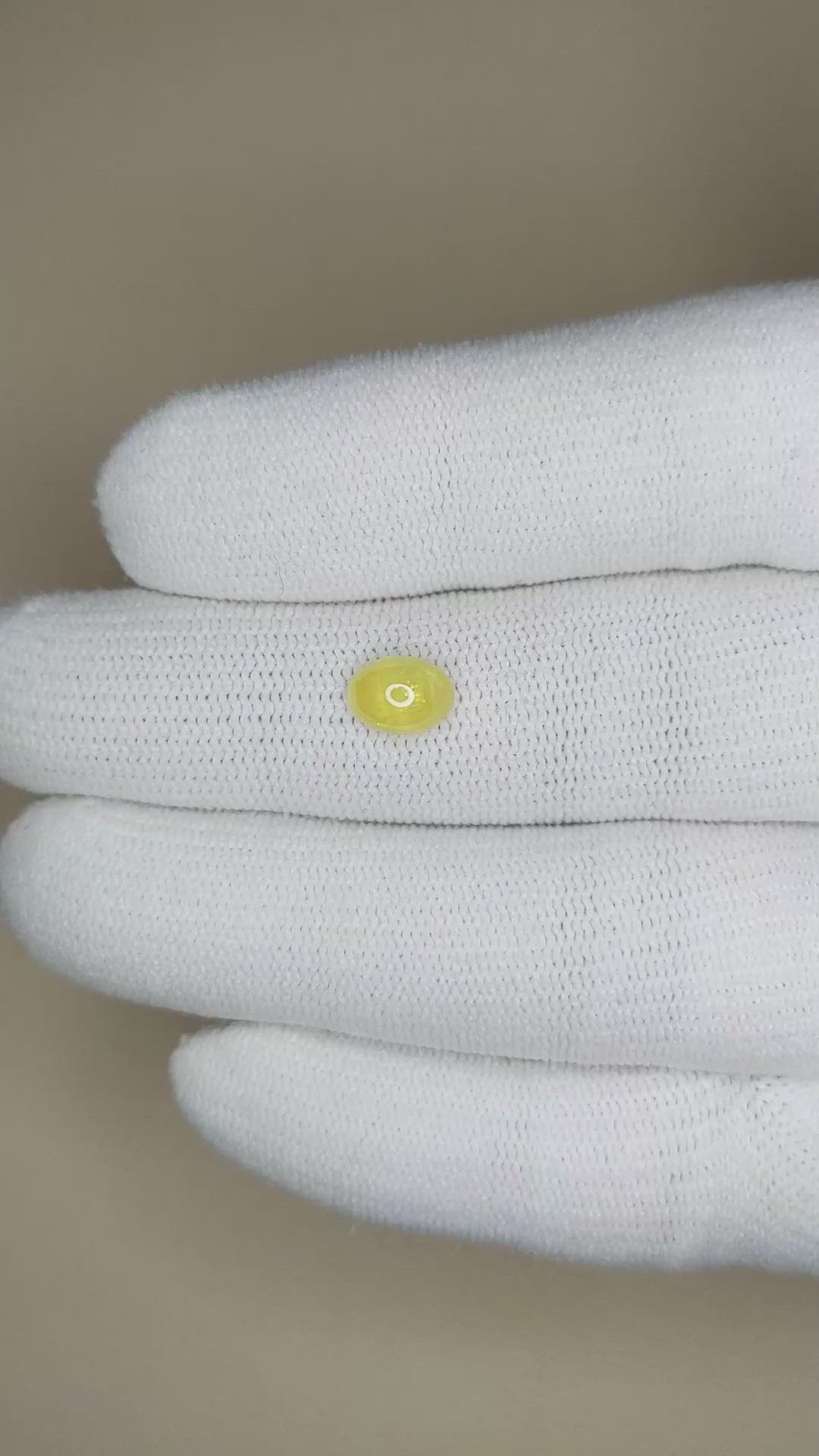 1.31 Ct. Yellow Cabochon Sapphire from Ceylon (Sri Lanka) Size Video