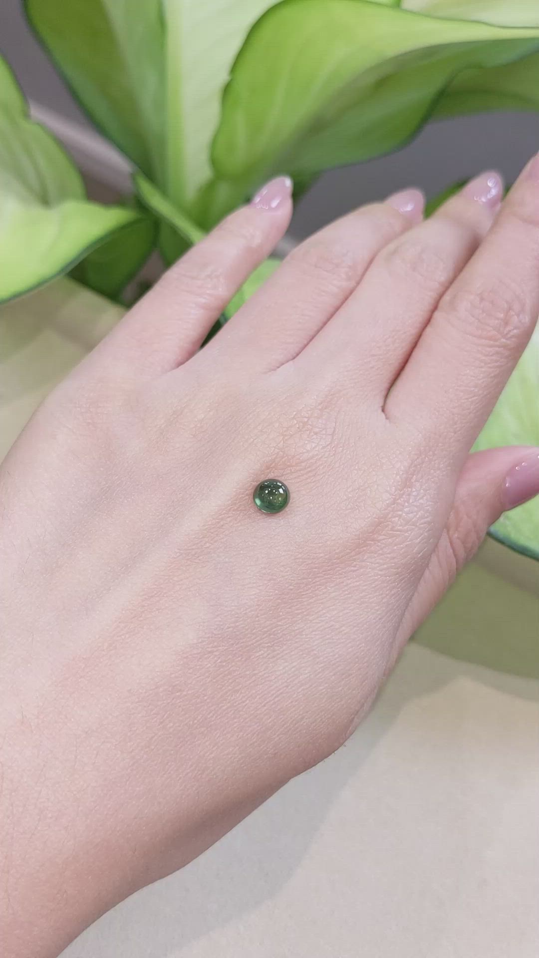 1.15 Ct. Green Cabochon Sapphire from Ceylon (Sri Lanka) Size Video