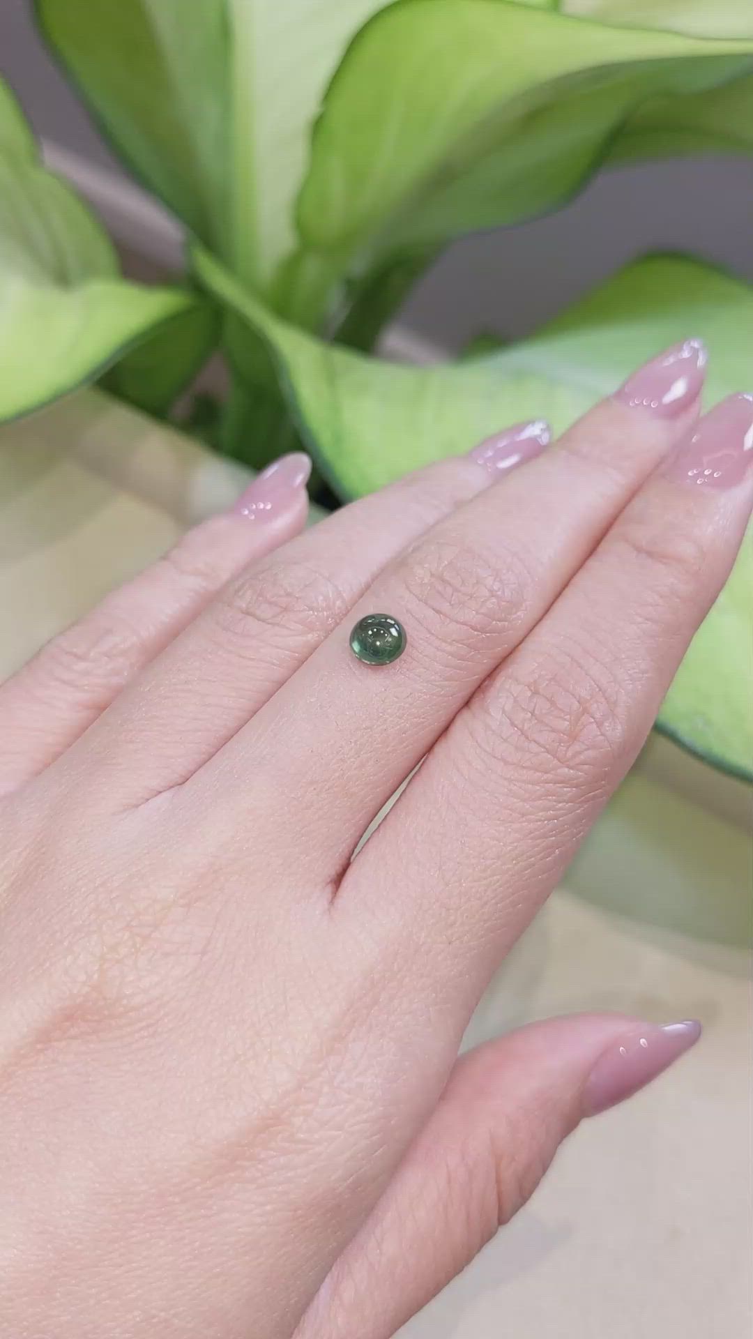 1.15 Ct. Green Cabochon Sapphire from Ceylon (Sri Lanka) Size Video