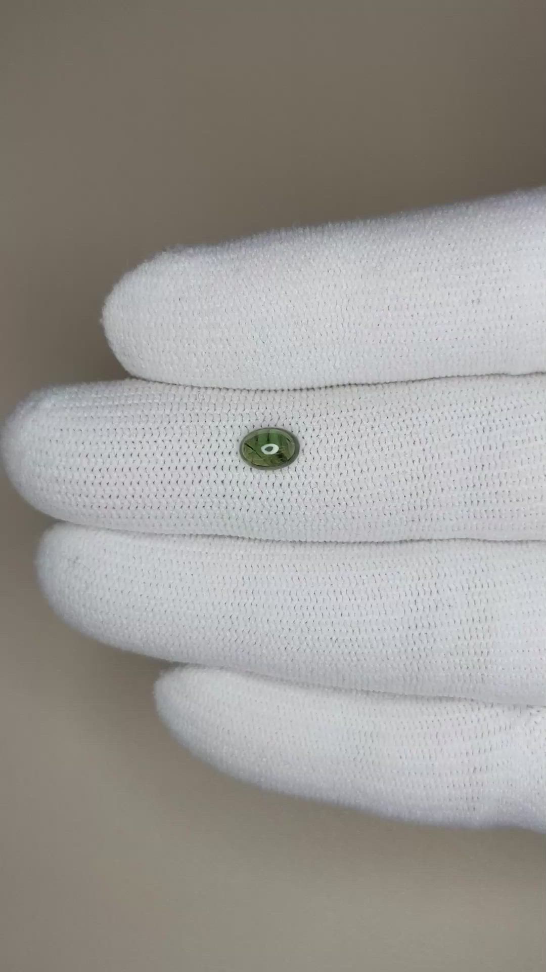 0.67 Ct. Green Cabochon Sapphire from Ceylon (Sri Lanka) Size Video