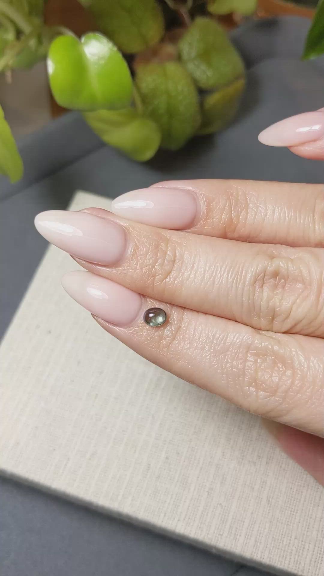 0.59 Ct. Bluish Green Cabochon Sapphire from Ceylon (Sri Lanka) Size Video