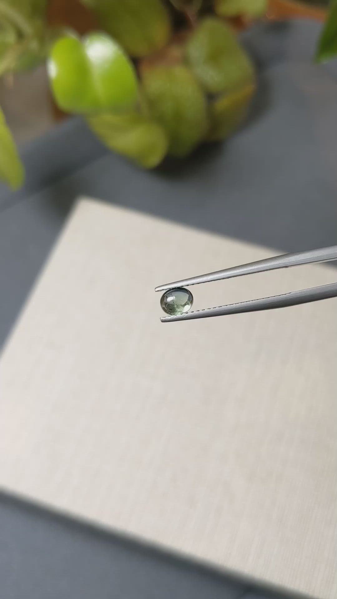 0.59 Ct. Bluish Green Cabochon Sapphire from Ceylon (Sri Lanka) Size Video