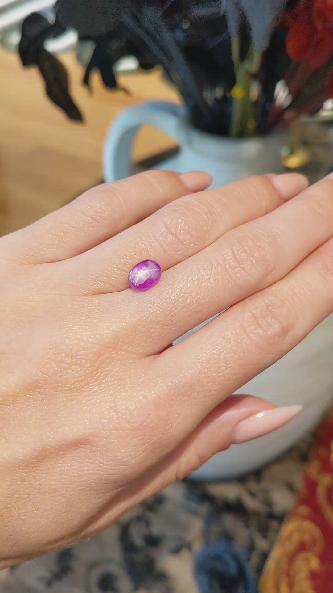 2.20 Ct. Purple Star Sapphire from Burma (Myanmar) Size Video