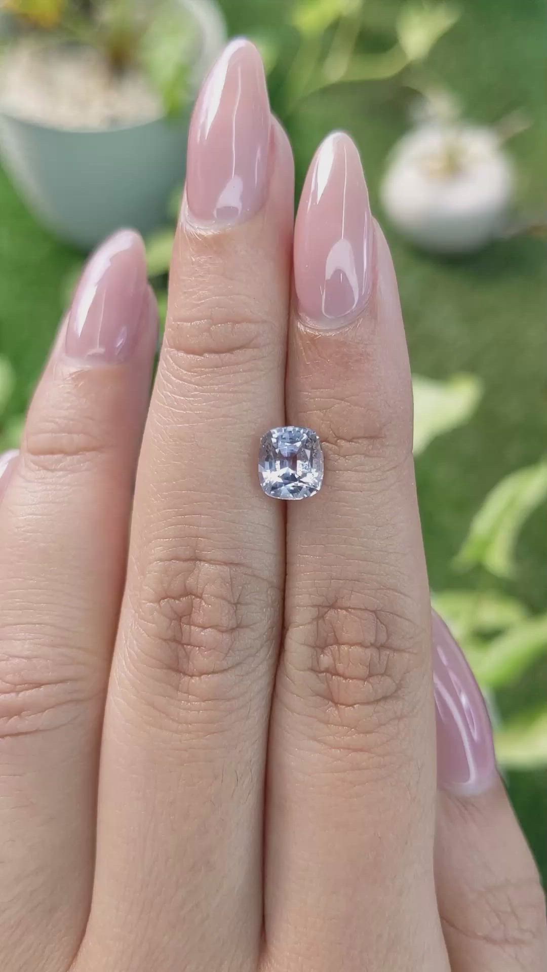 2.14 Ct. Bluish Grey Sapphire from Ceylon (Sri Lanka) Size Video