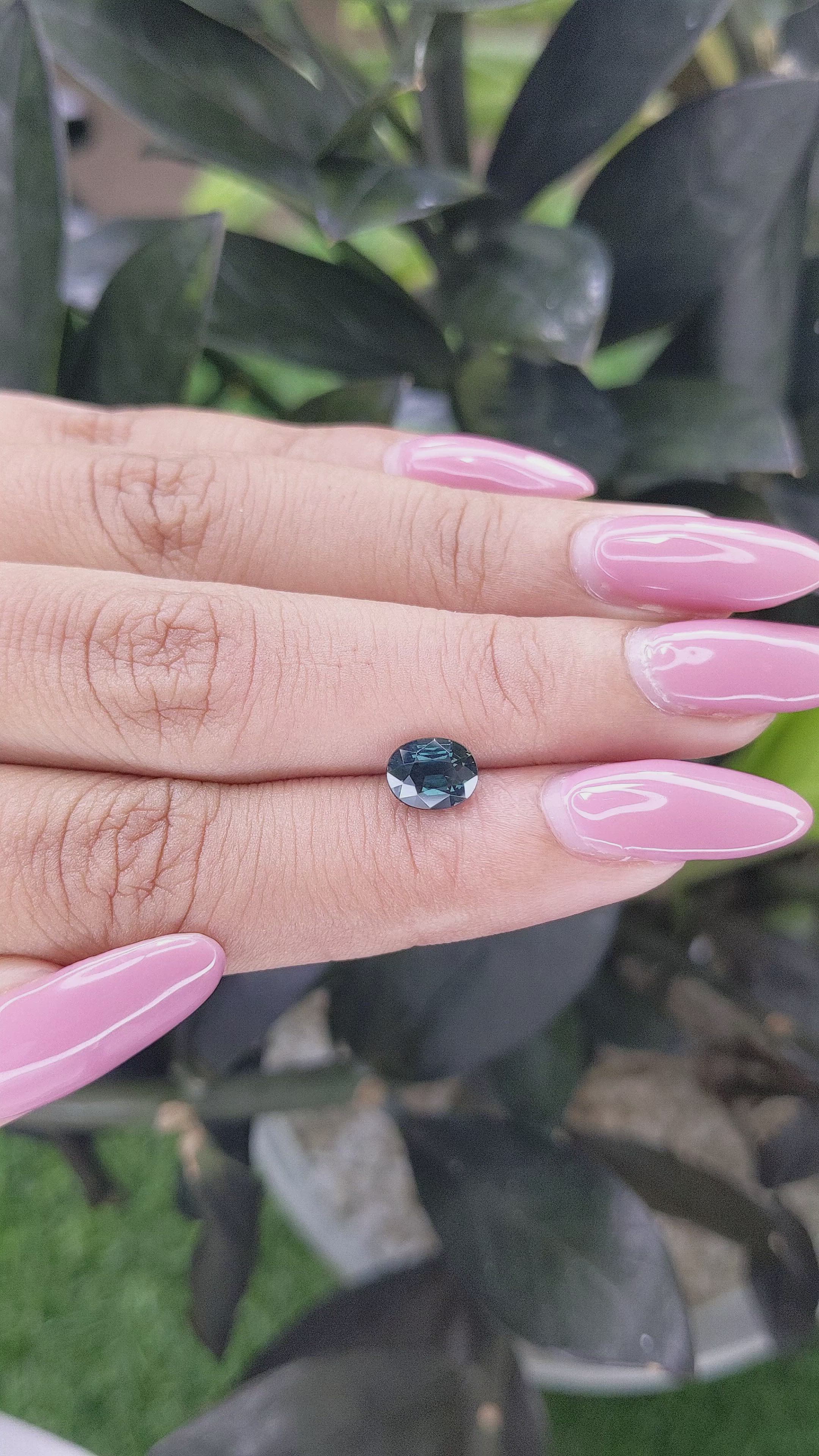 1.32 Ct. Greenish Blue Sapphire from Ceylon (Sri Lanka) Size Video