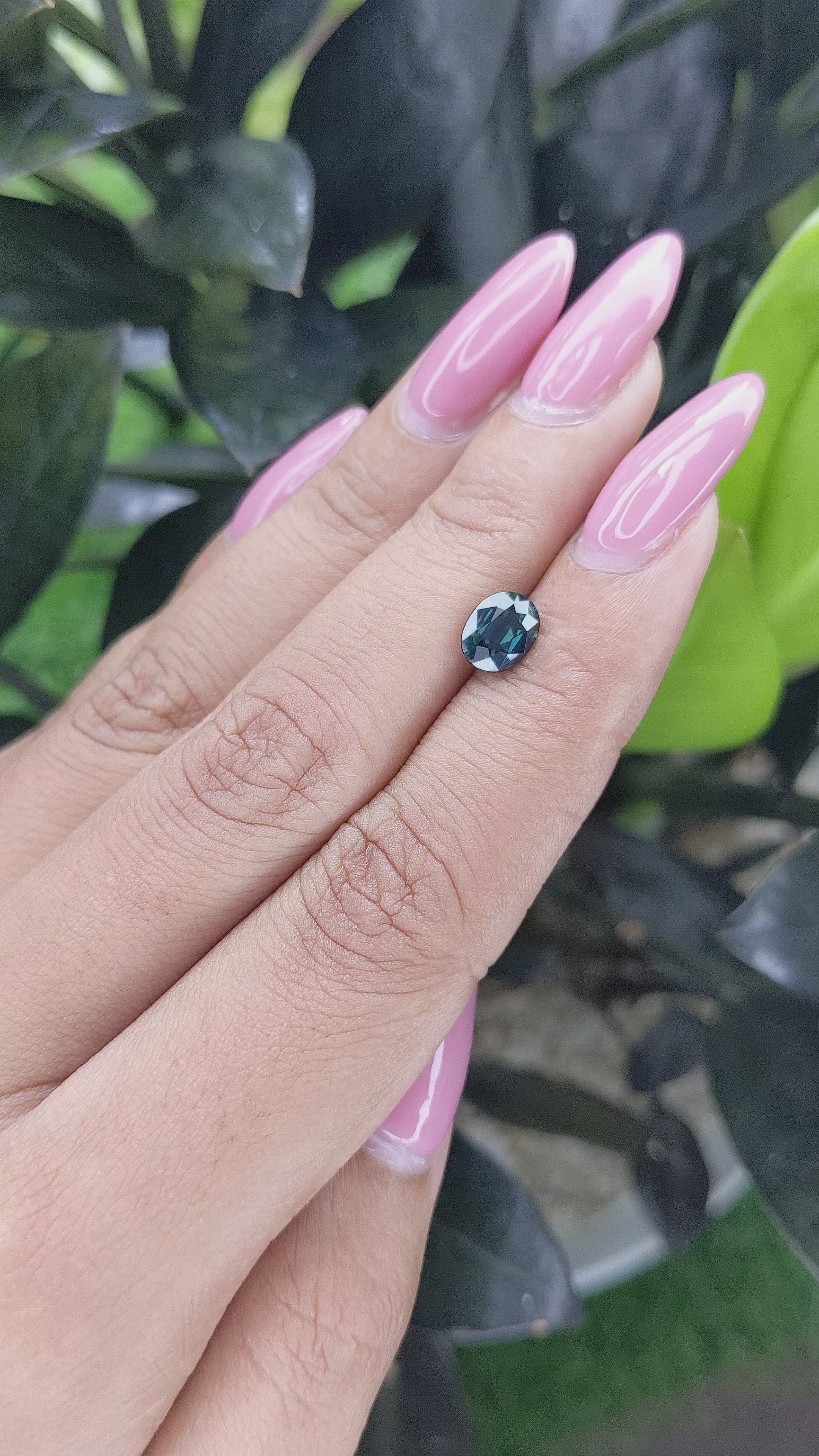 1.32 Ct. Greenish Blue Sapphire from Ceylon (Sri Lanka) Size Video