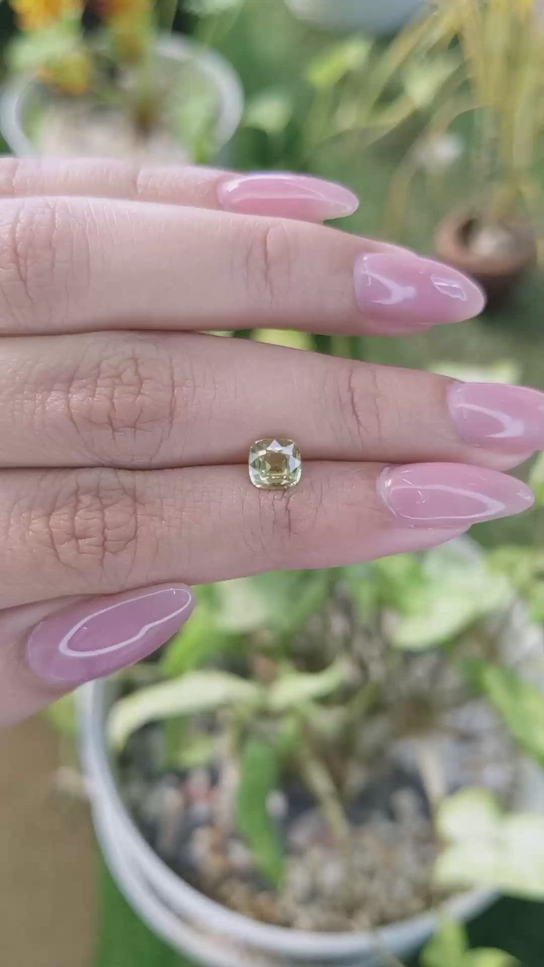 1.20 Ct. Greenish Yellow Sapphire from Ceylon (Sri Lanka) Size Video