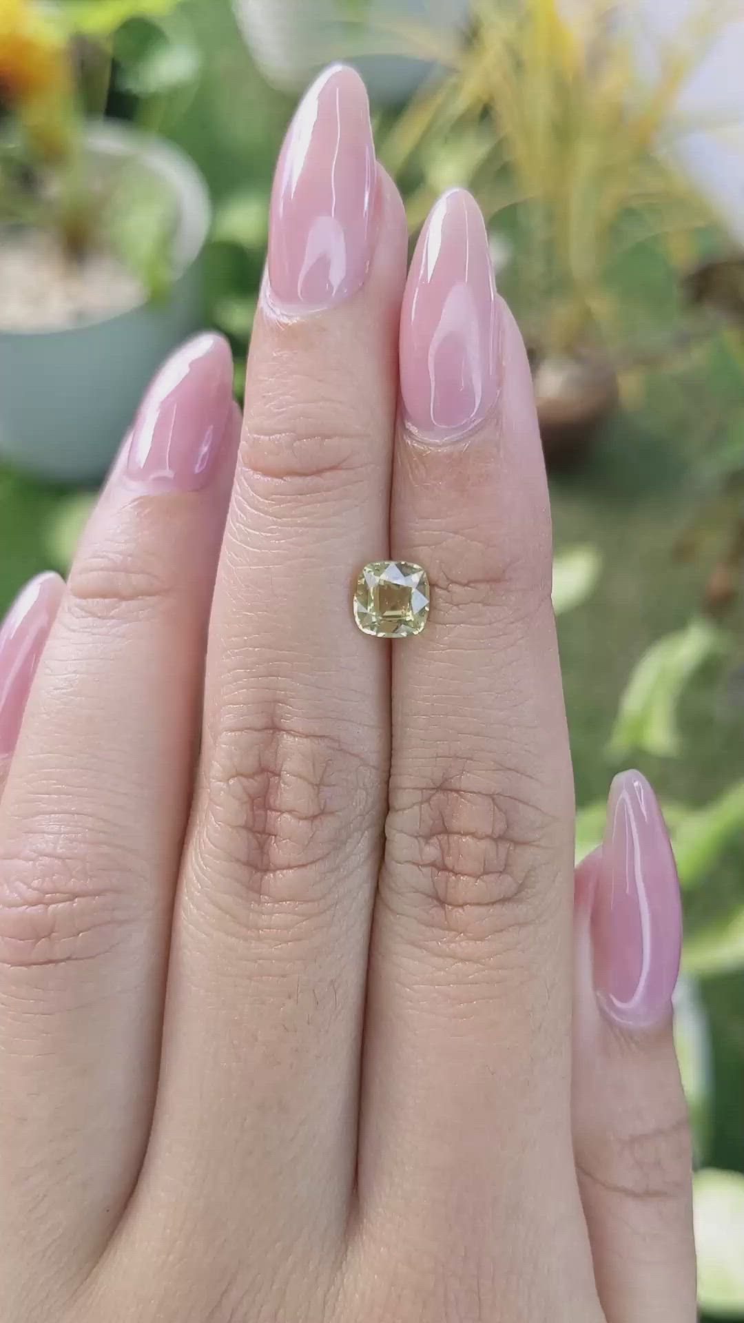 1.20 Ct. Greenish Yellow Sapphire from Ceylon (Sri Lanka) Size Video