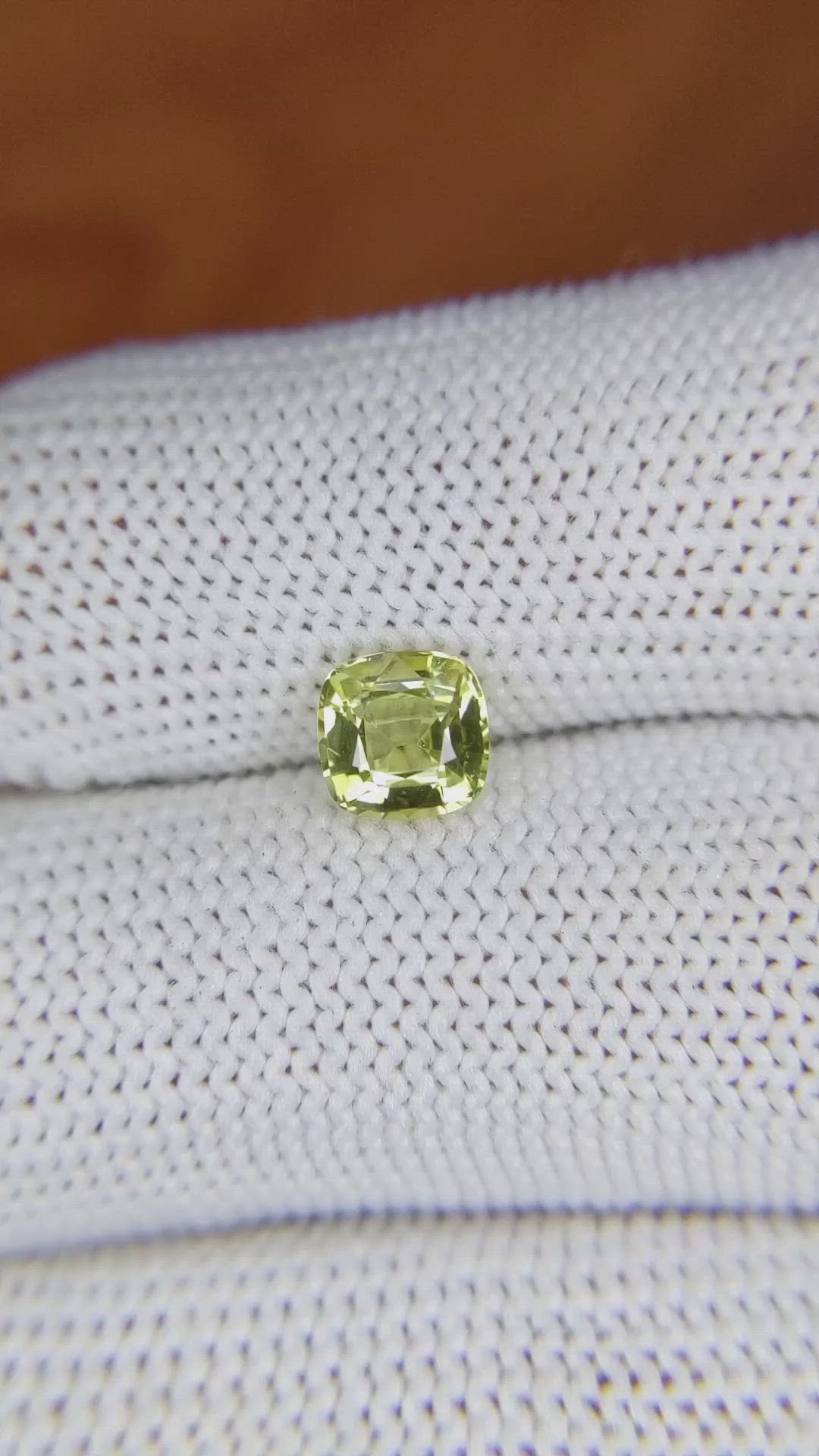 1.20 Ct. Greenish Yellow Sapphire from Ceylon (Sri Lanka) Size Video