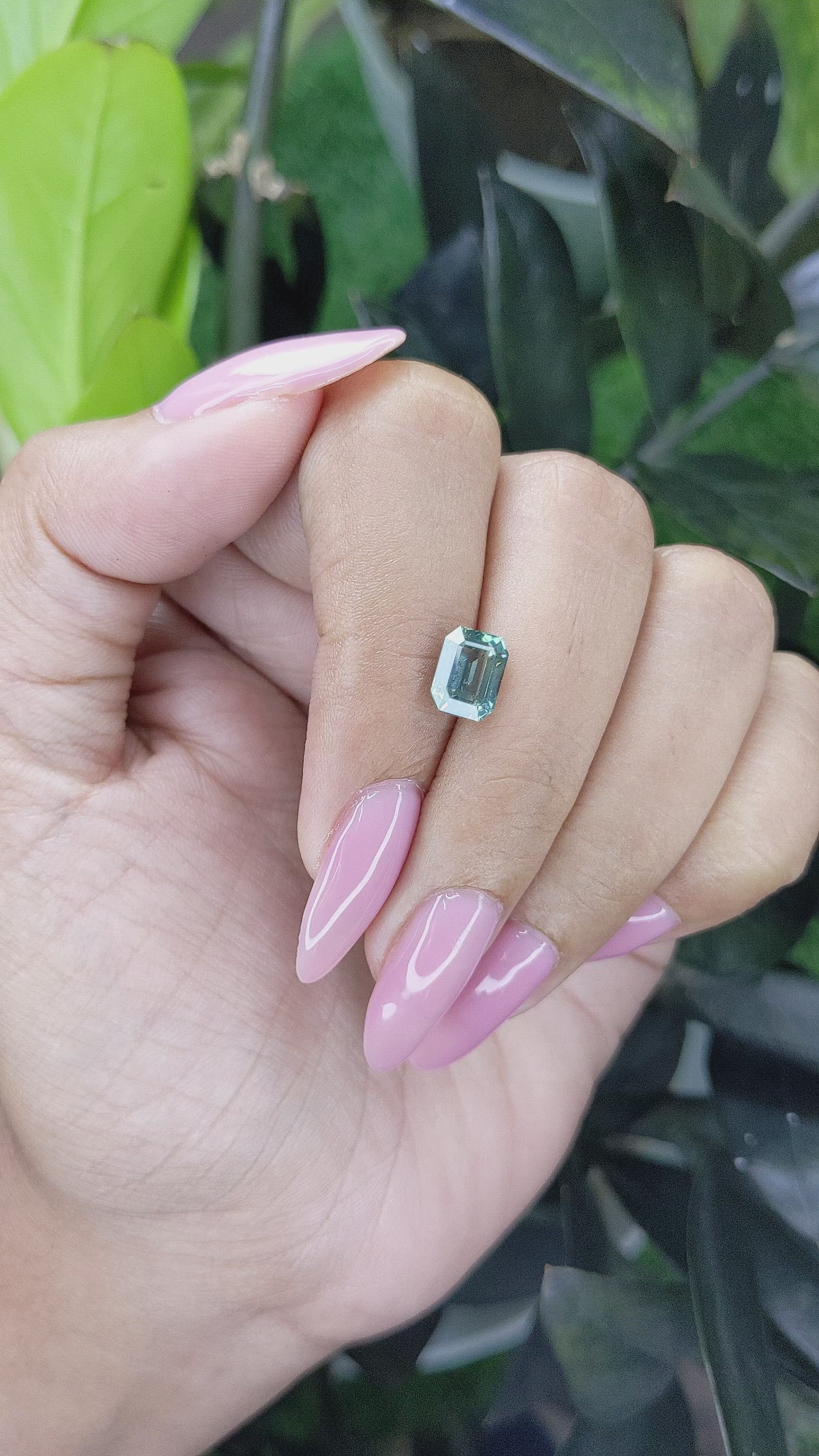 2.10 Ct. Bluish Green Sapphire from Tanzania Size Video