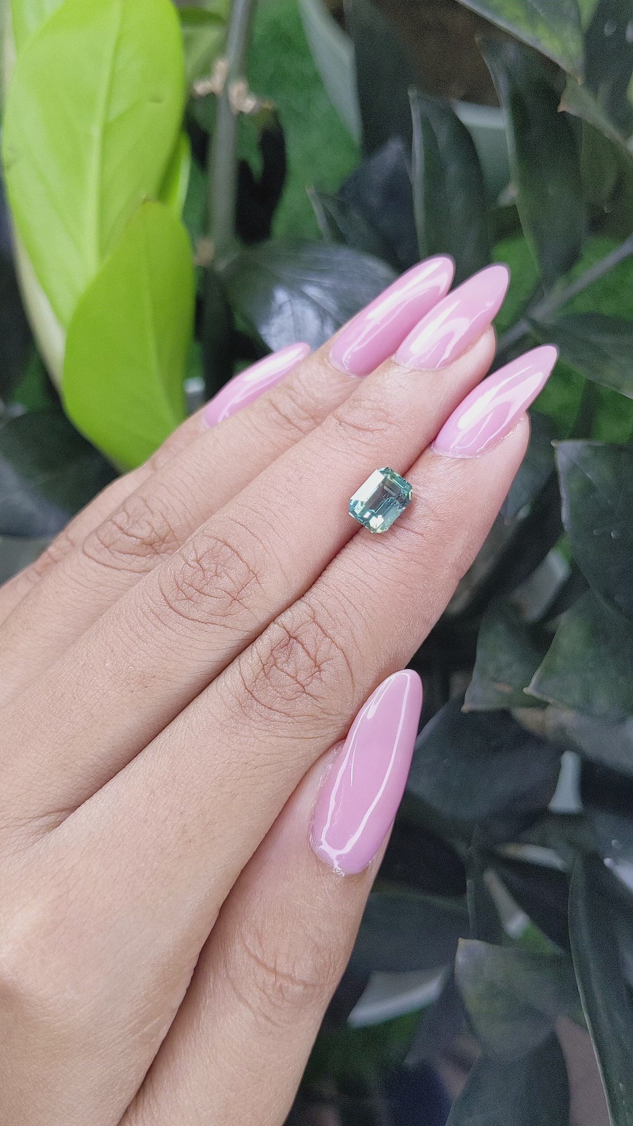 2.10 Ct. Bluish Green Sapphire from Tanzania Size Video