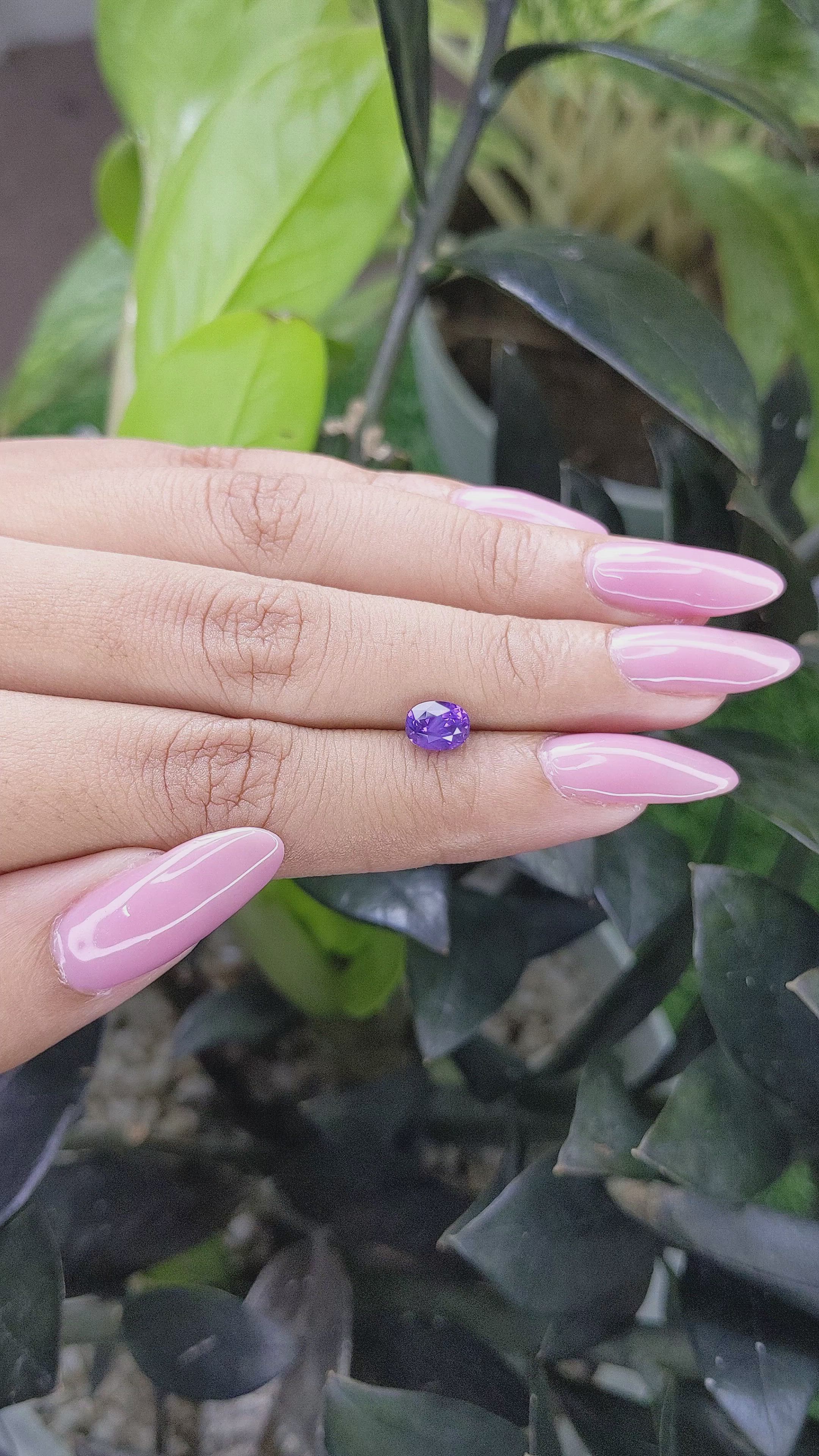 1.21 Ct. Bluish Purple Sapphire from Tanzania Size Video