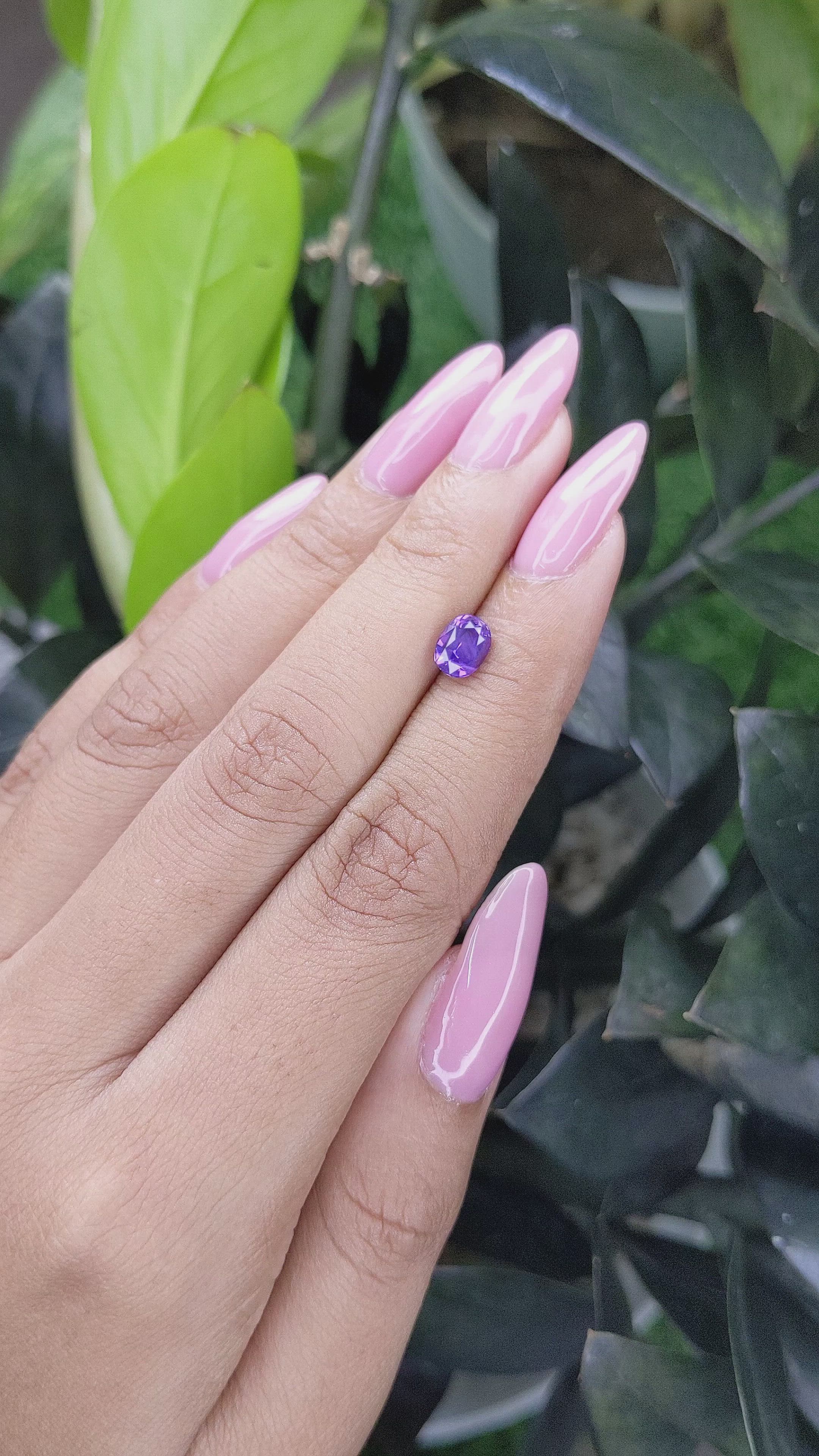 1.21 Ct. Bluish Purple Sapphire from Tanzania Size Video