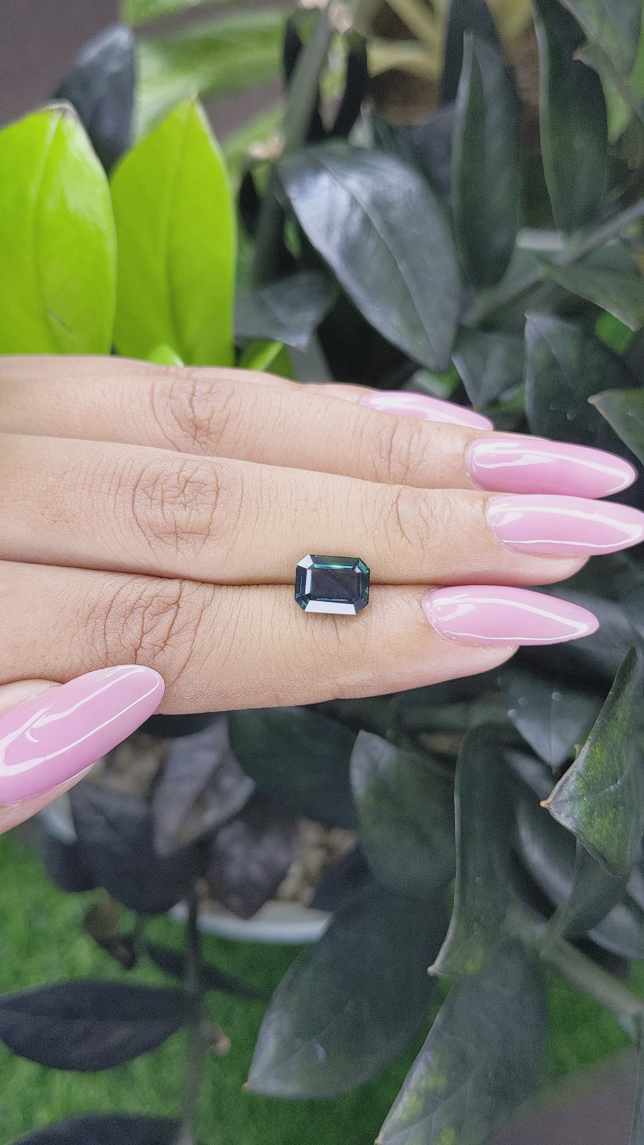 2.58 Ct. Bluish Green Sapphire from Tanzania Size Video