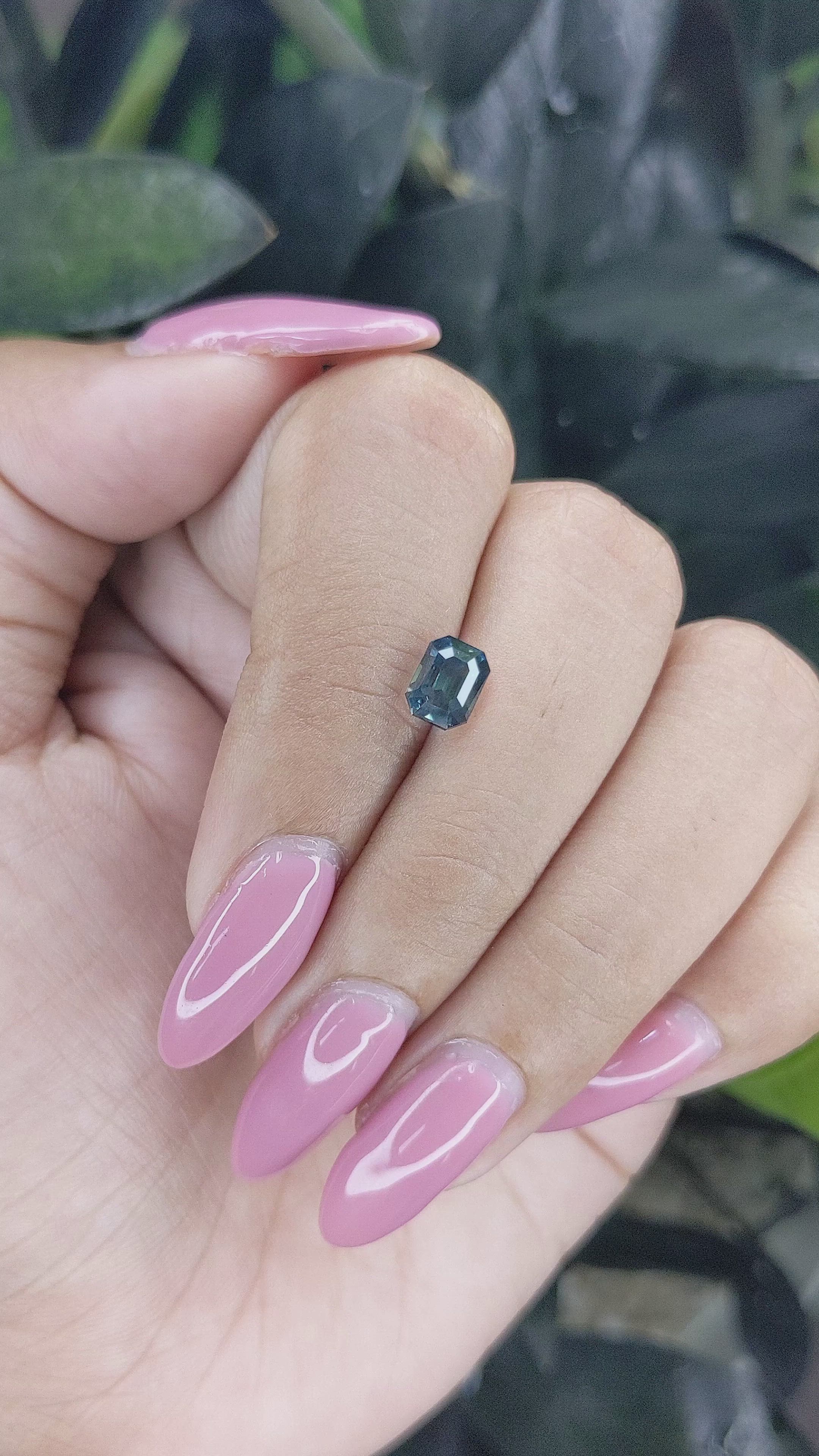 1.58 Ct. Greenish Blue Sapphire from Madagascar Size Video