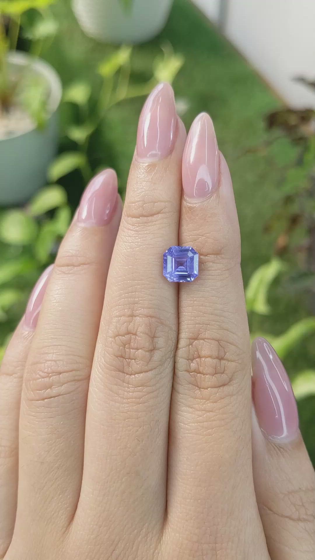 2.18 Ct. Violet Sapphire from Ceylon (Sri Lanka) Size Video