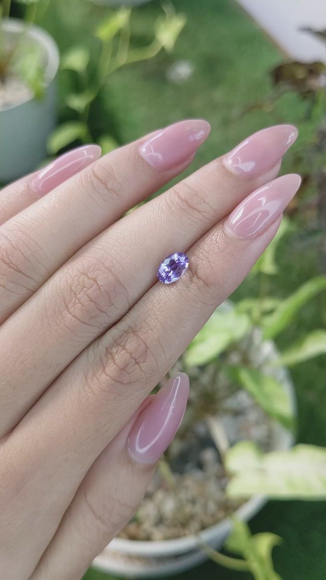 1.60 Ct. Pinkish Purple Sapphire from Ceylon (Sri Lanka) Size Video