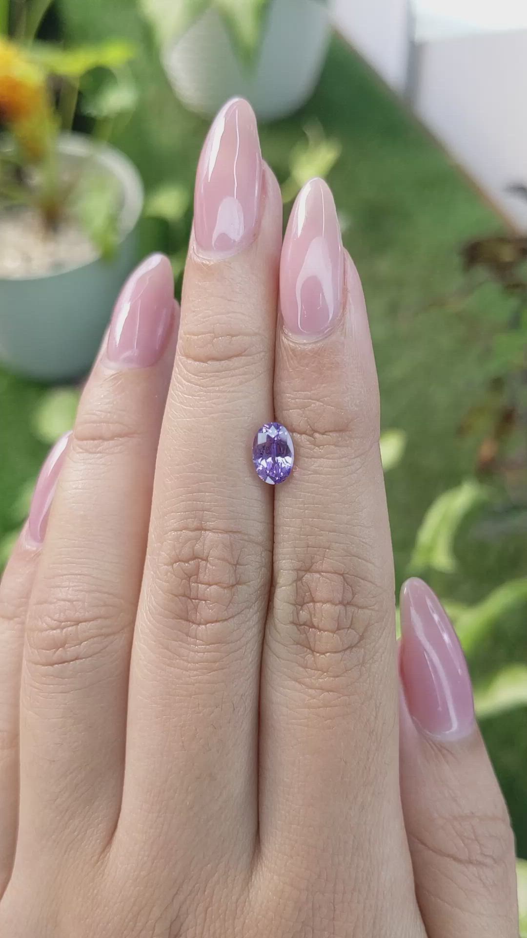 1.60 Ct. Pinkish Purple Sapphire from Ceylon (Sri Lanka) Size Video