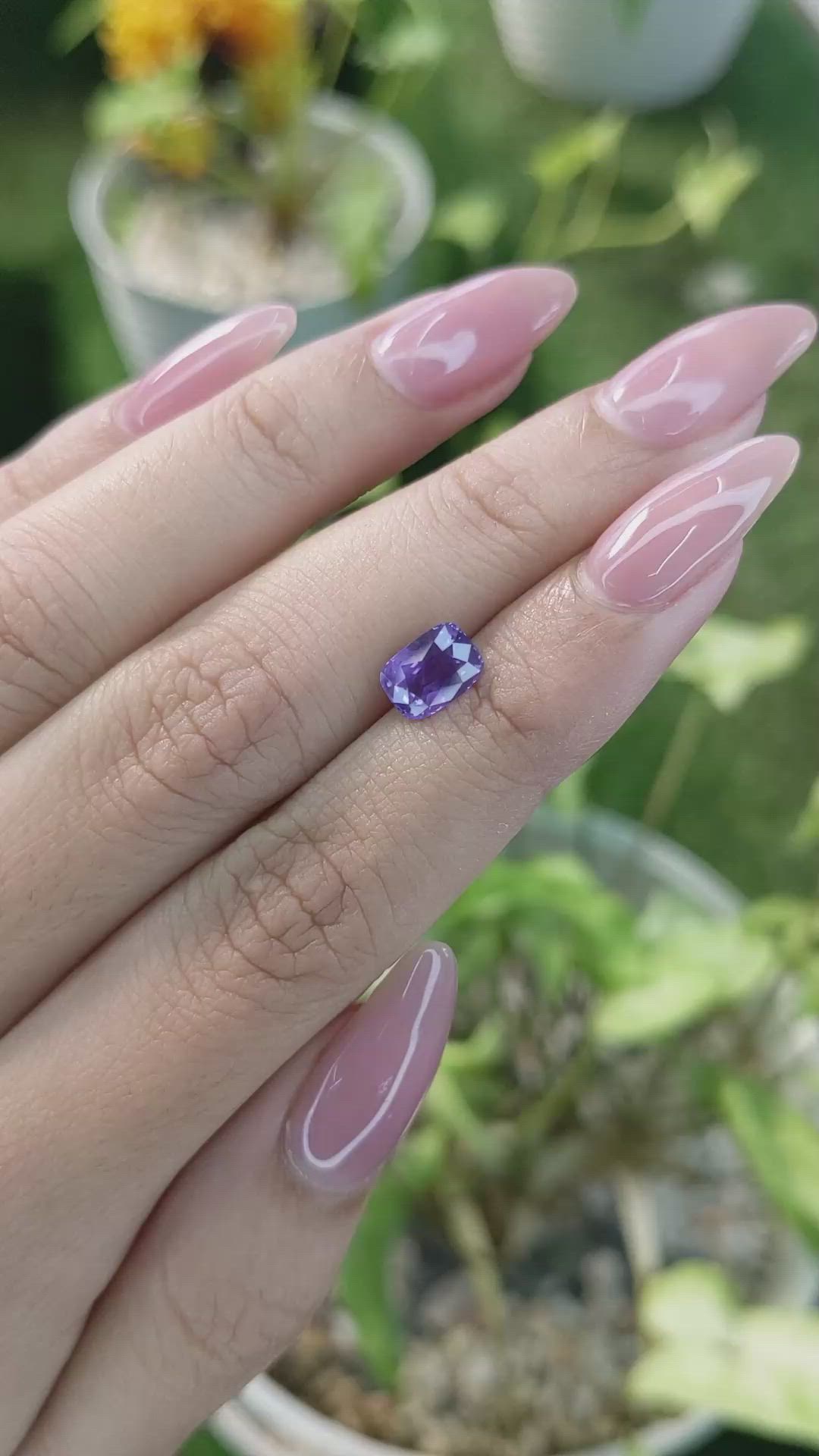 1.63 Ct. Violet Sapphire from Ceylon (Sri Lanka) Size Video